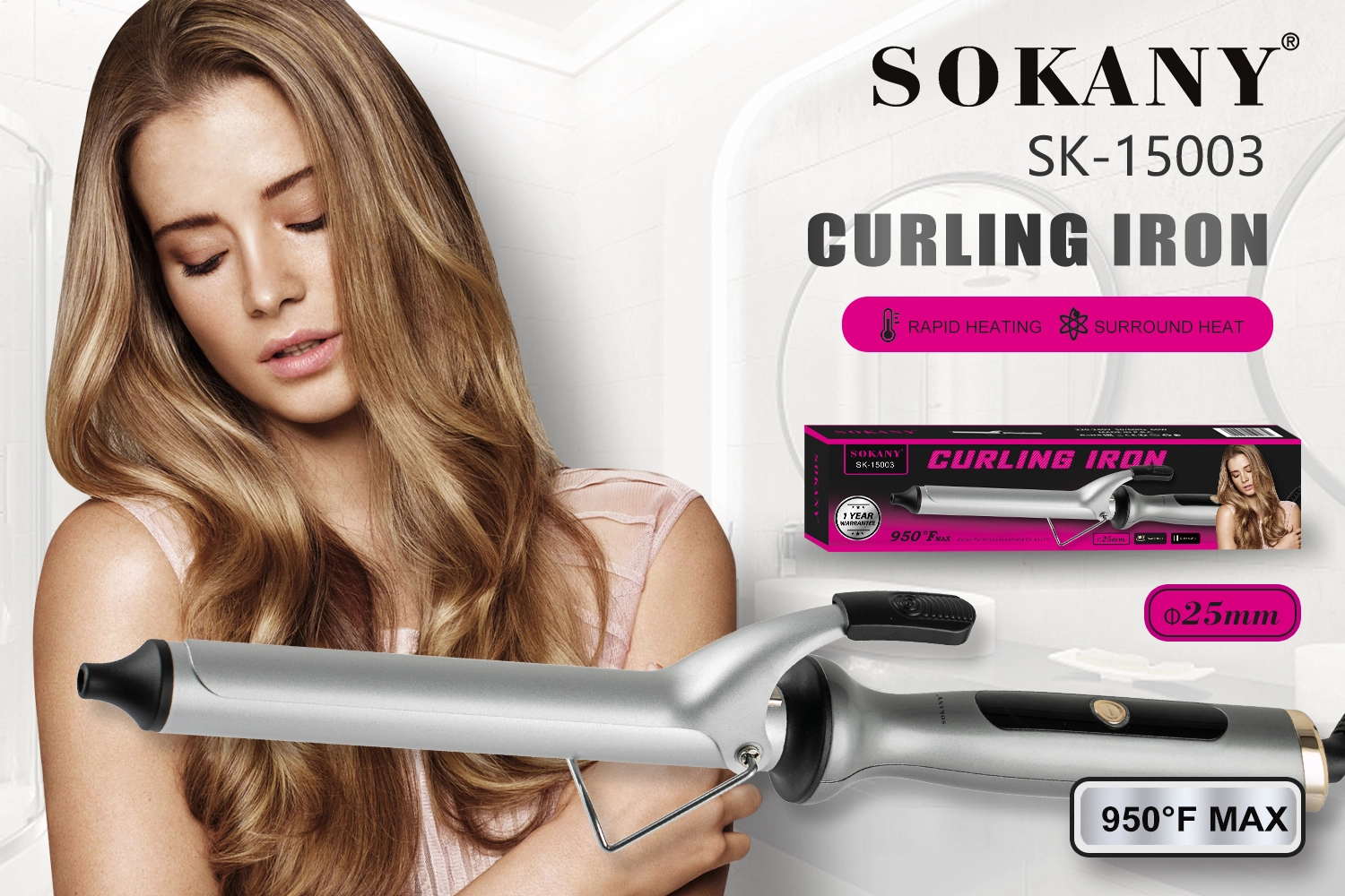 Плойка для завивки волос Sokany SK-15003