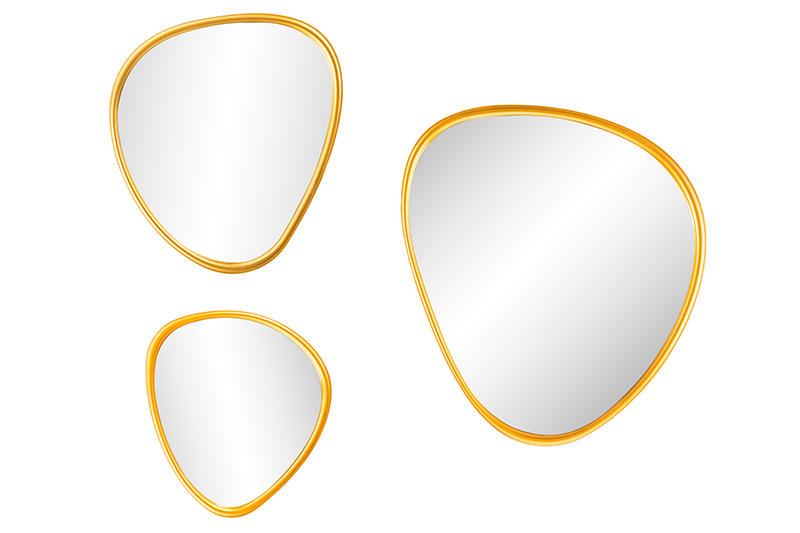 БЫЛО 1026 руб! Набор из 3-х интерьерных зеркал 30,5*26*2 см, 23,5*20*2 см, 18,5*16*2 см с подвесом, пластик