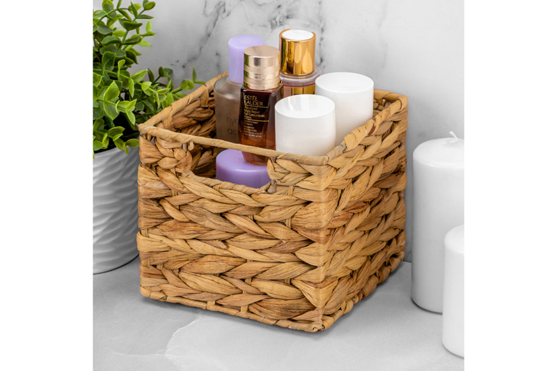 БЫЛО 581 руб! Корзинка плетеная 16*16*14 см с ручками, водный гиацинт