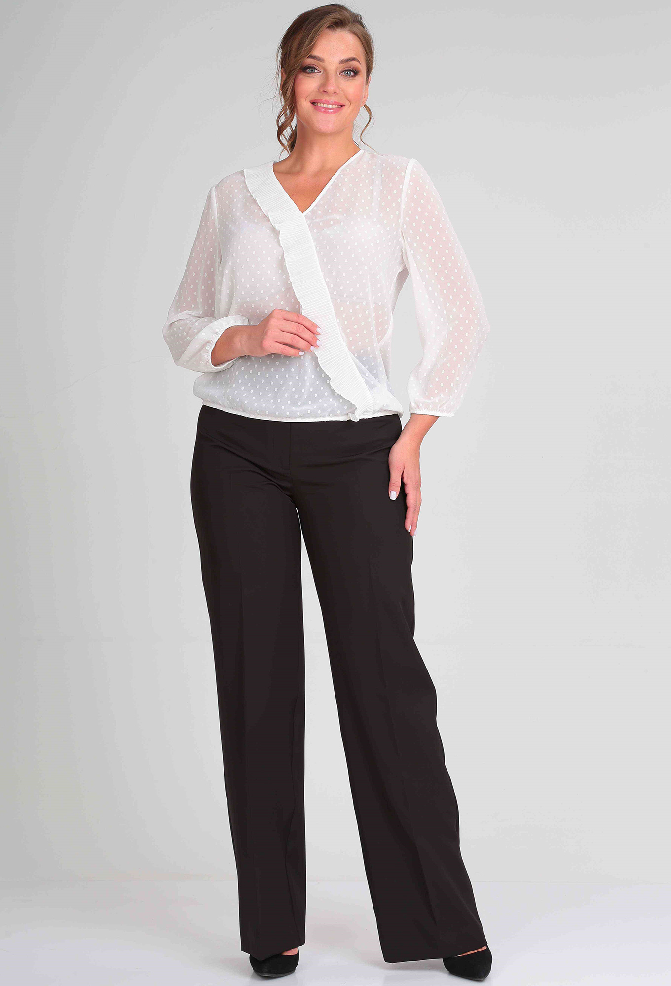 ст. цена1499руб.! Блуза Lady Line 528 молочный