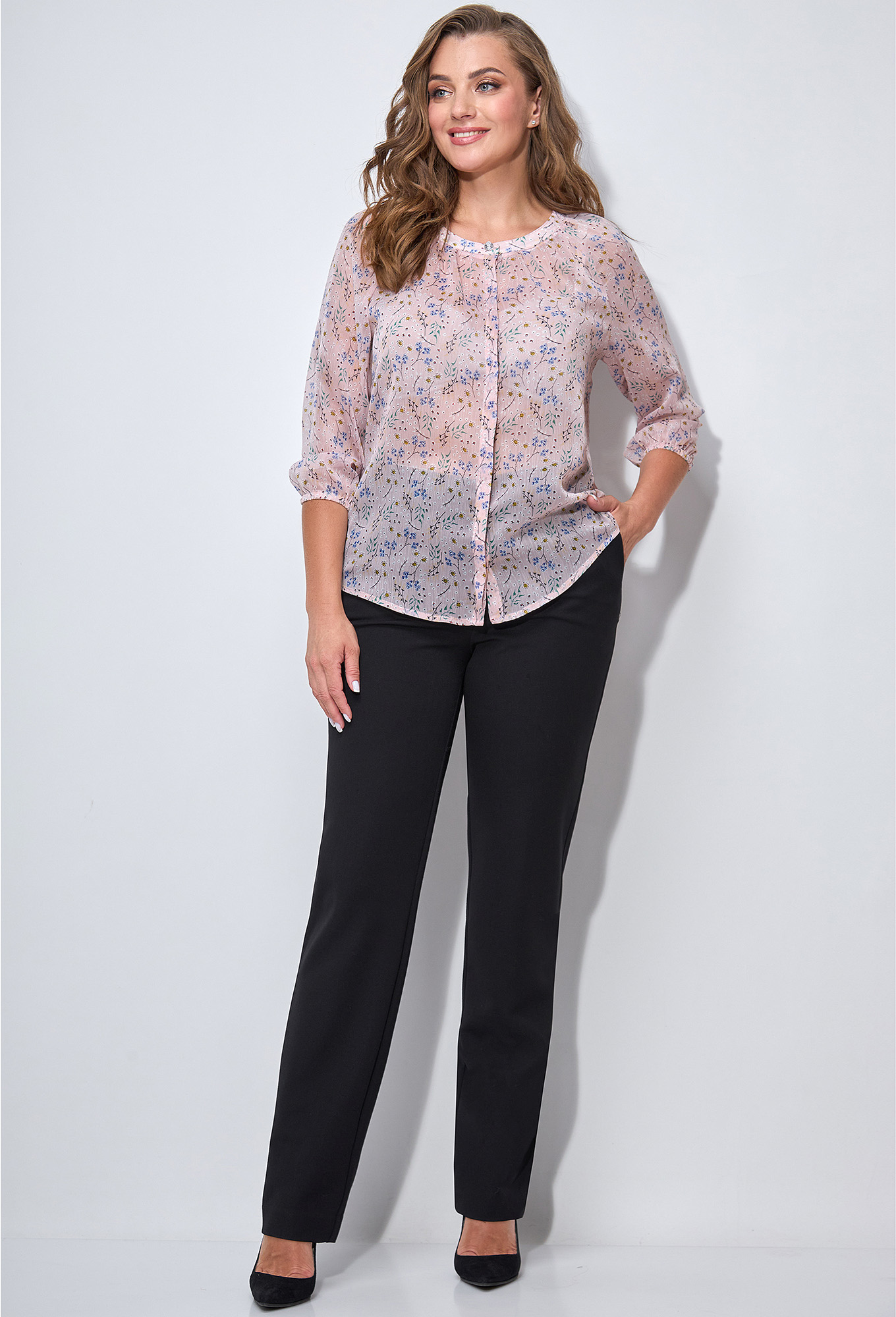 ст. цена1599руб.! Блуза Lenata 11104 цветы на пудре