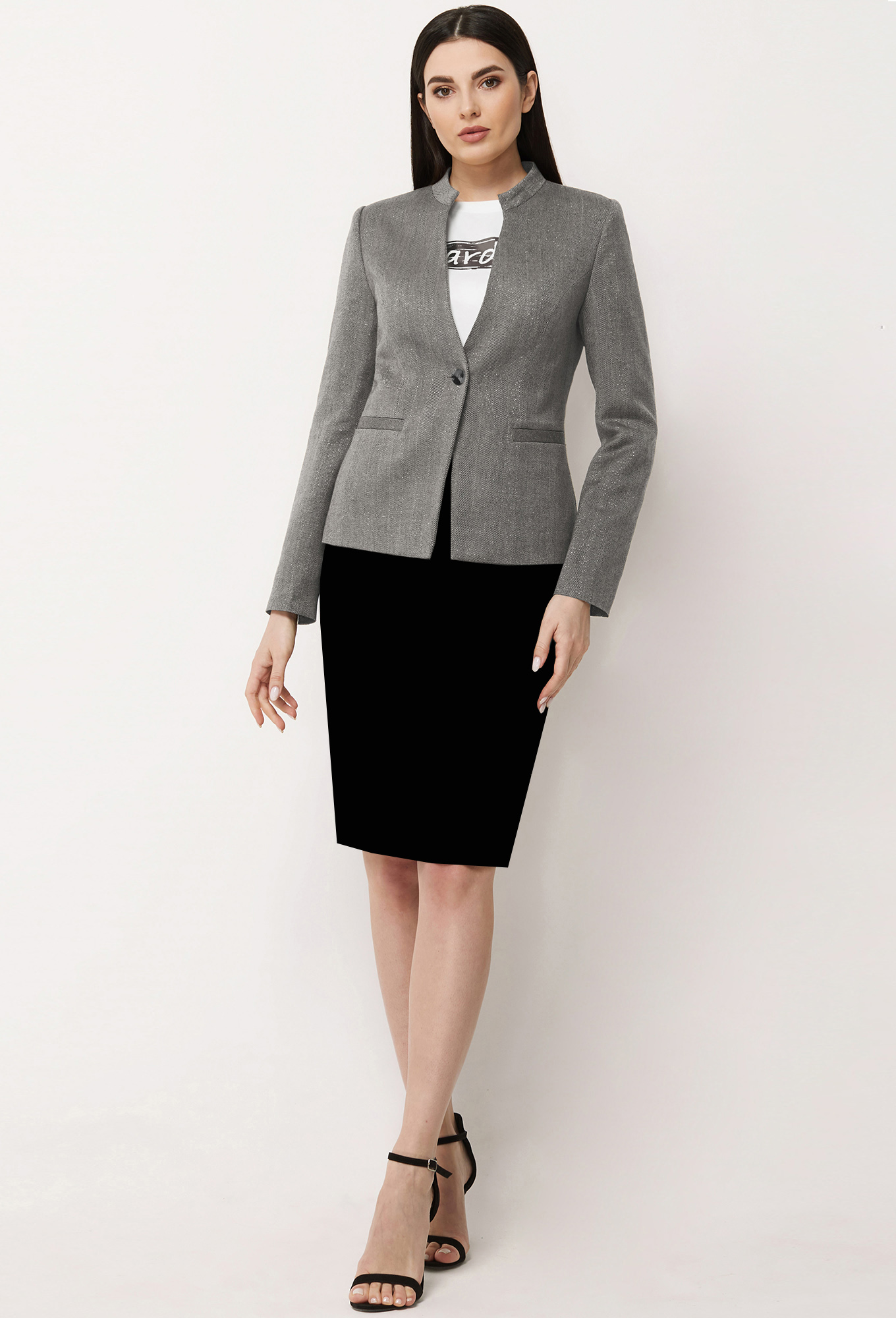 ст. цена2199руб.! Жакет Bazalini 4292 мет-серый