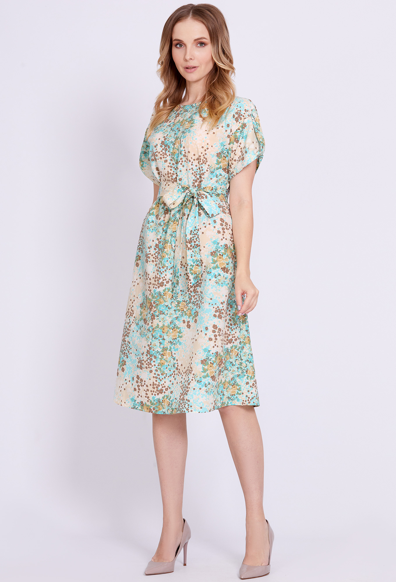 ст. цена2499руб.! Платье Solei 4588 голубой цветы