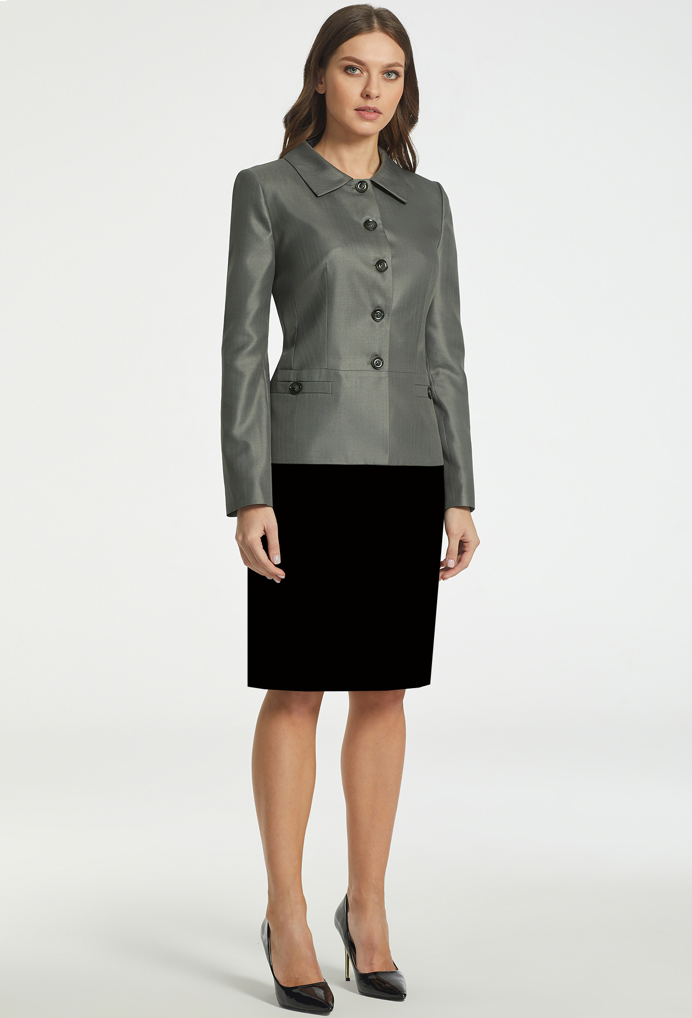 ст. цена2199руб.! Жакет Bazalini 4537 серый-хаки