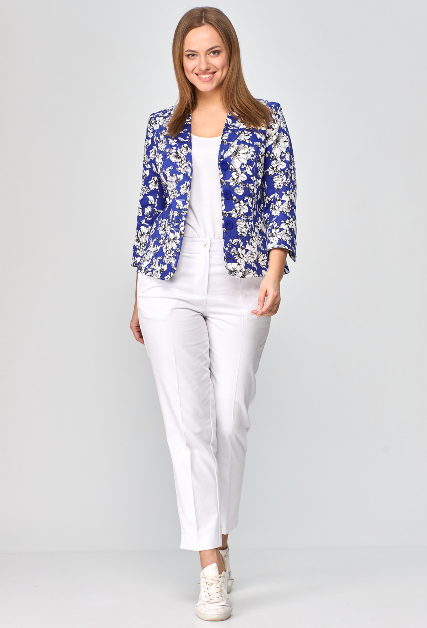ст. цена1799руб.! Жакет БЕЛЭЛЬСТИЛЬ 203 синий черно-белые цветы