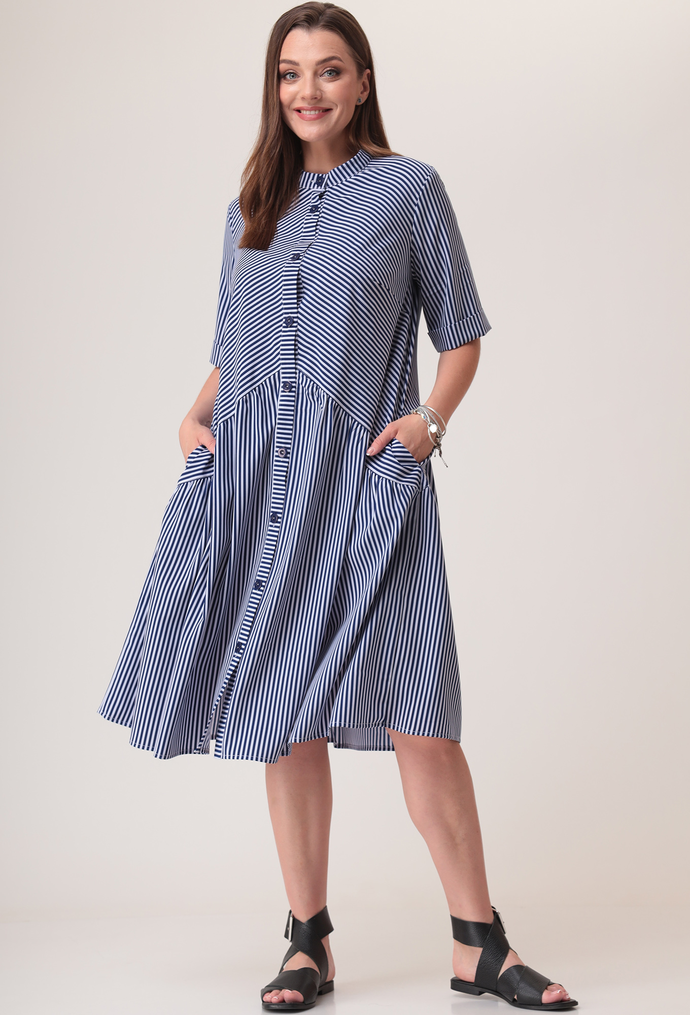 ст. цена2299руб.! Платье Anastasia Mak 1032 полоска синий