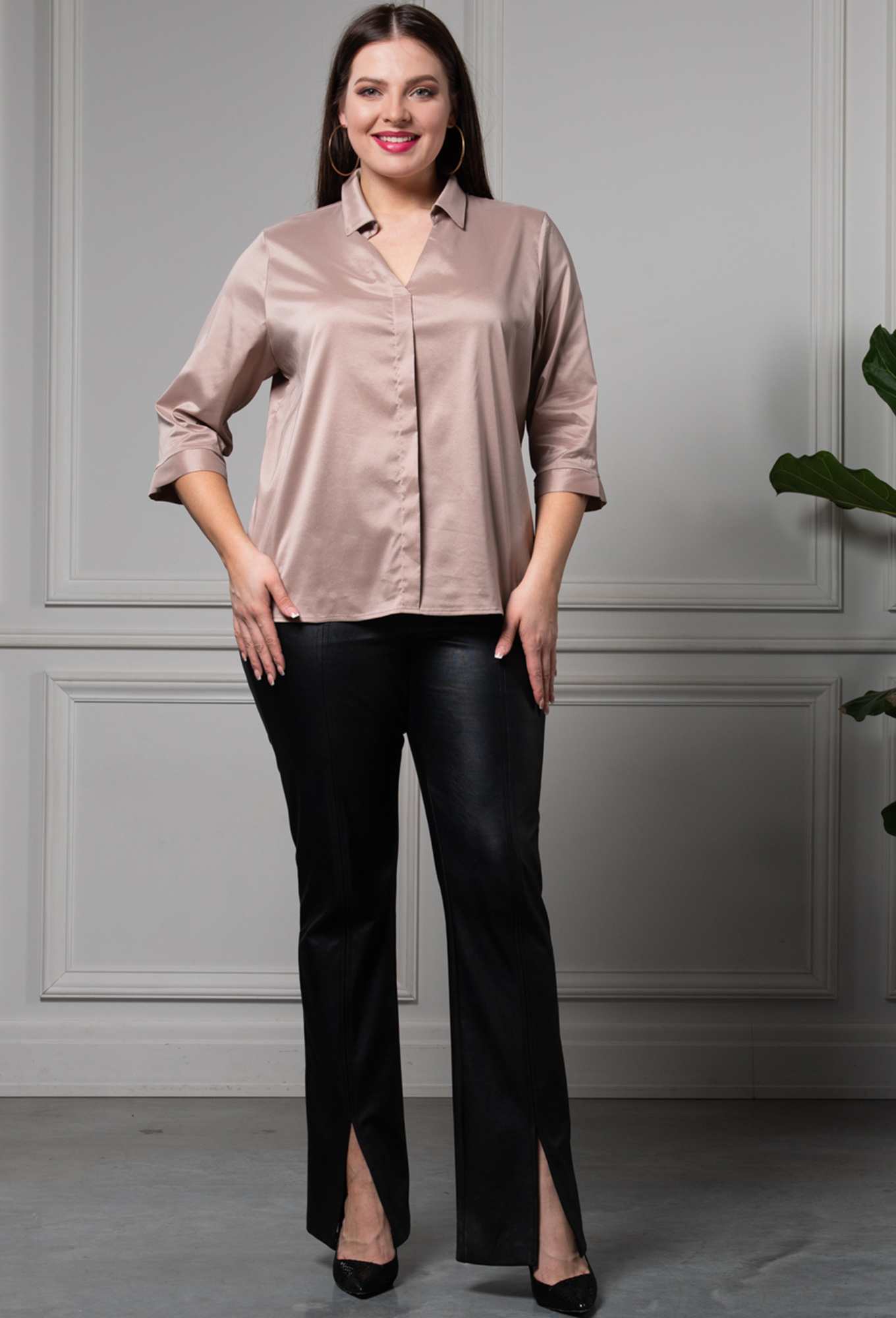 ст. цена1499руб.! Рубашка Amelia Lux 0101 бежевый