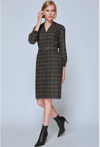 ст. цена2499руб.! Платье Bazalini 4270 бежевый клетка