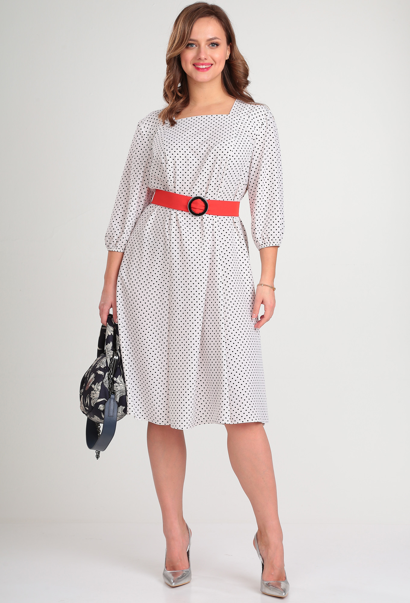 ст. цена2499руб.! Платье Anastasia 483 молочный горох