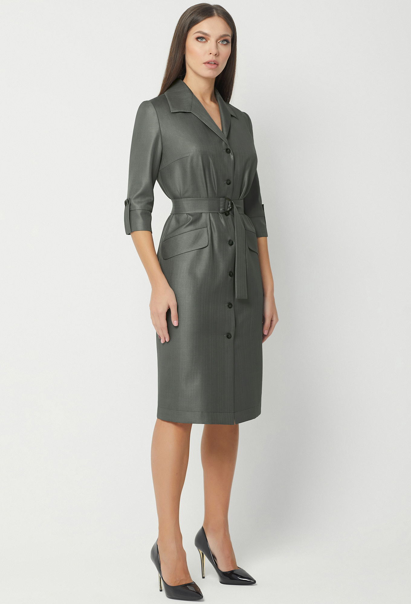 ст. цена2499руб.! Платье Bazalini 3569 серый-хаки