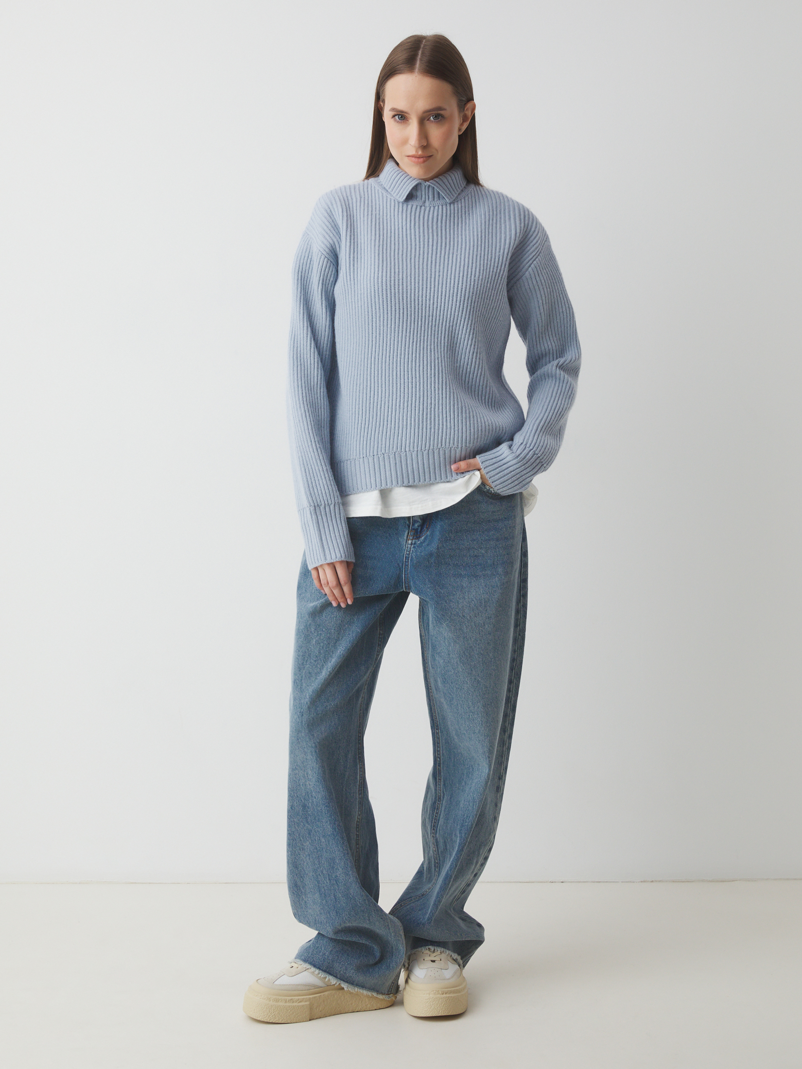 Женский свитер MAISON DAVID 4381889, серо-голубой