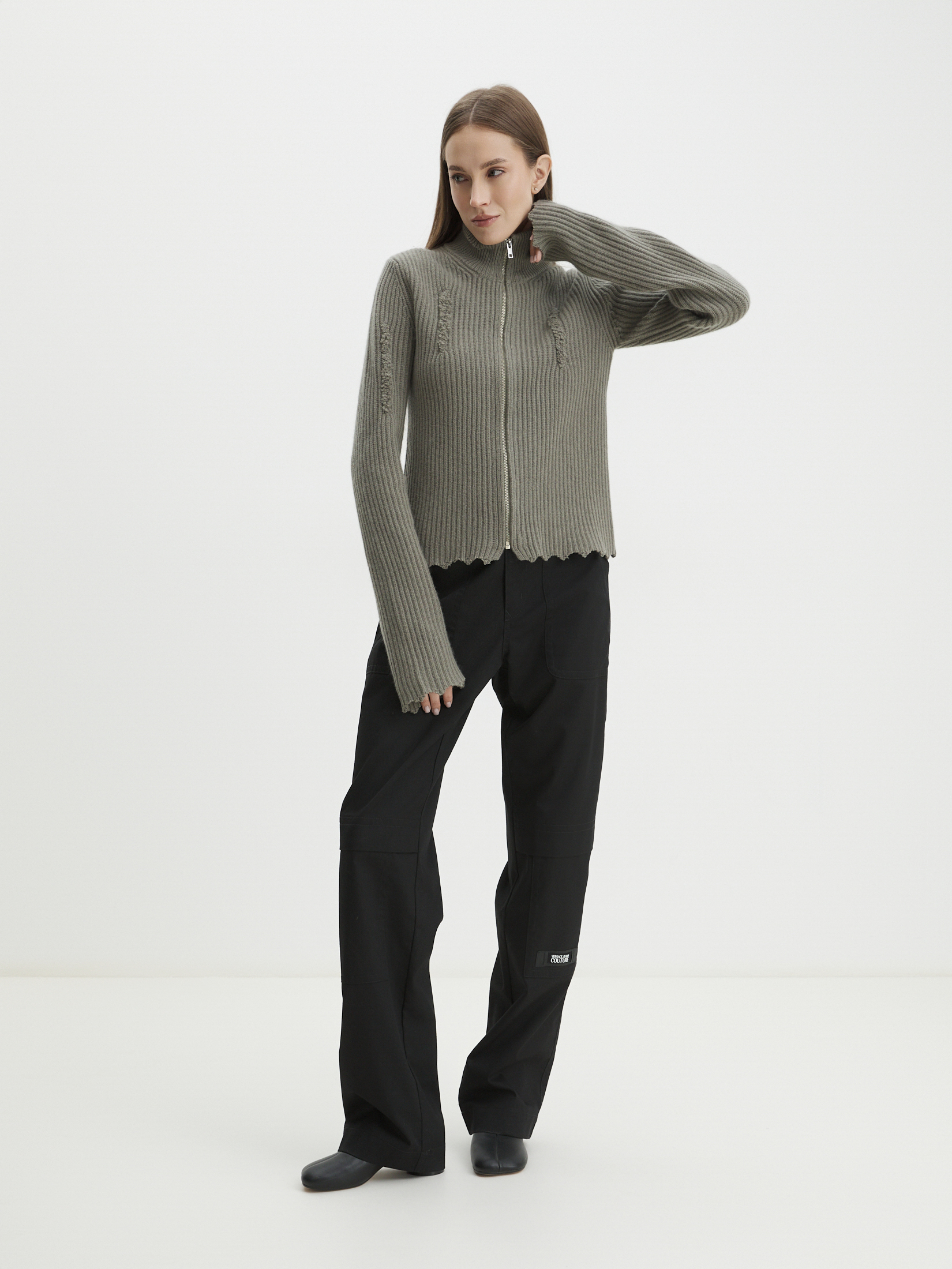 Женский кардиган MAISON DAVID 4351174, зеленовато-серый