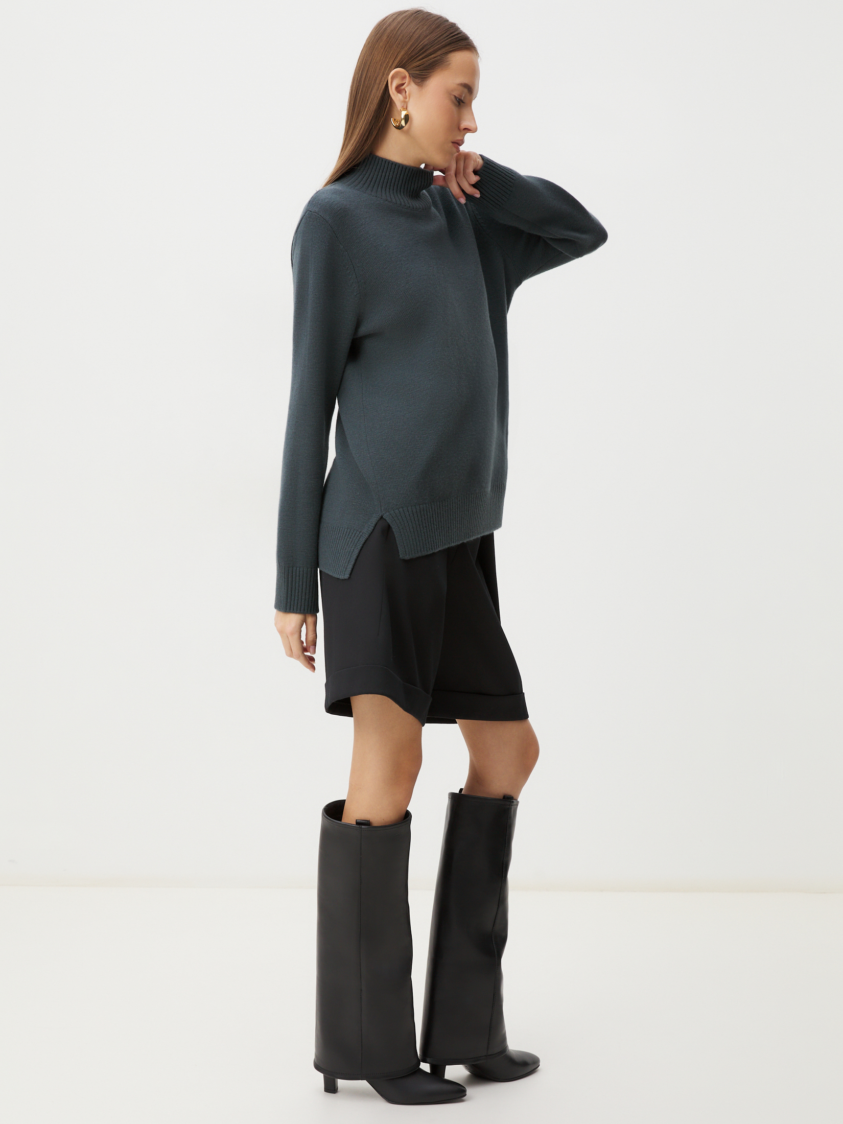 Женский свитер MAISON DAVID 4332190, зеленовато-серый