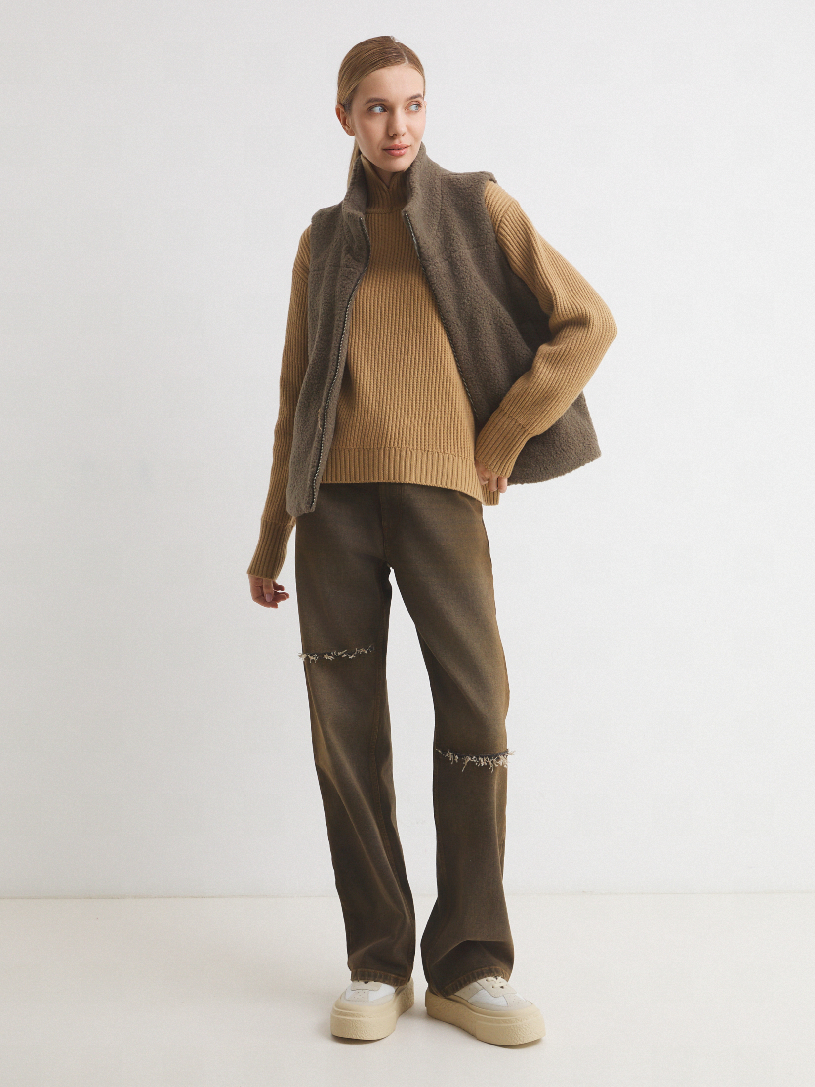 Женский свитер MAISON DAVID 4381864, темно-бежевый