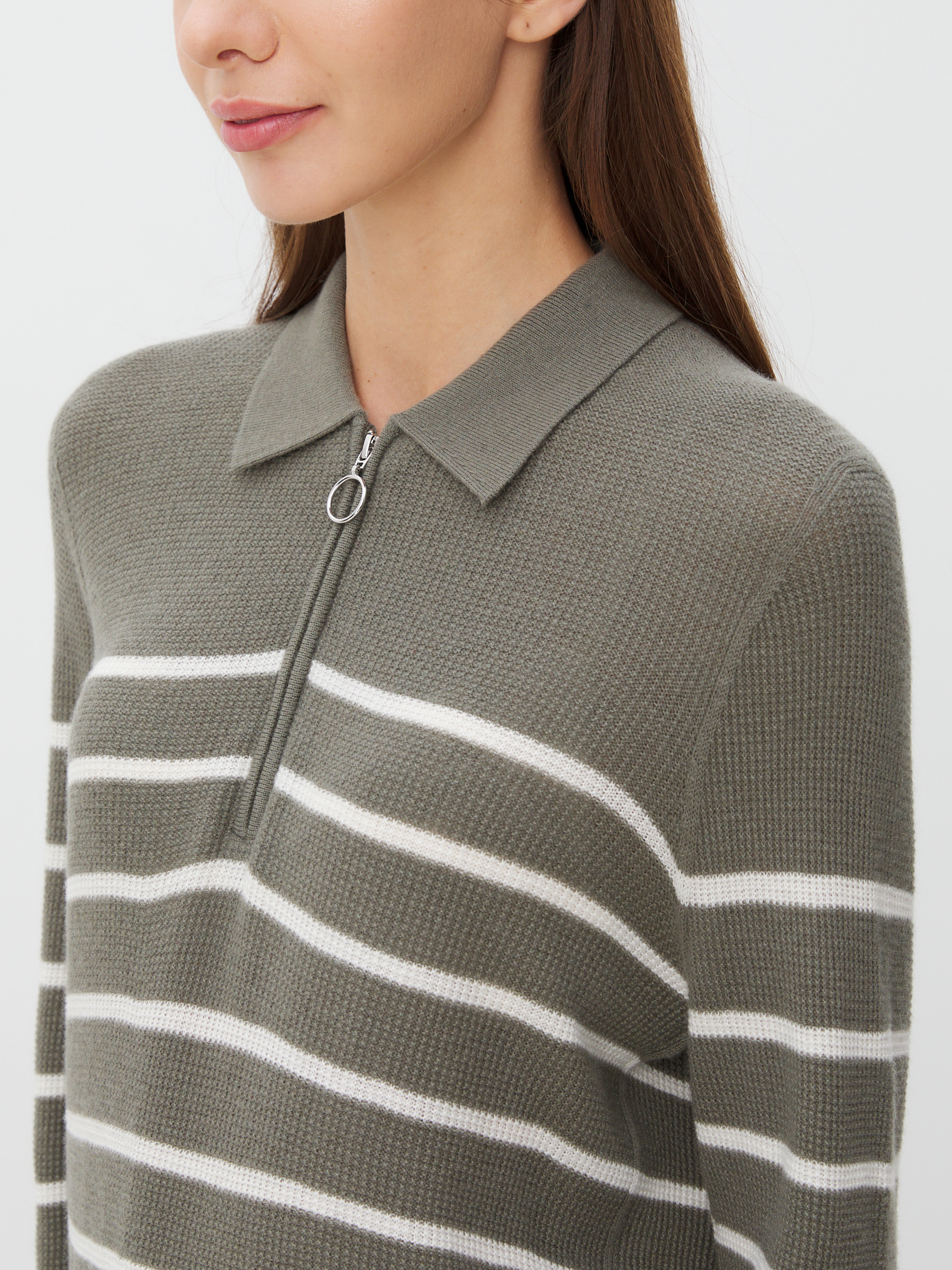 Женский джемпер поло MAISON DAVID 4332733, серо-зеленый