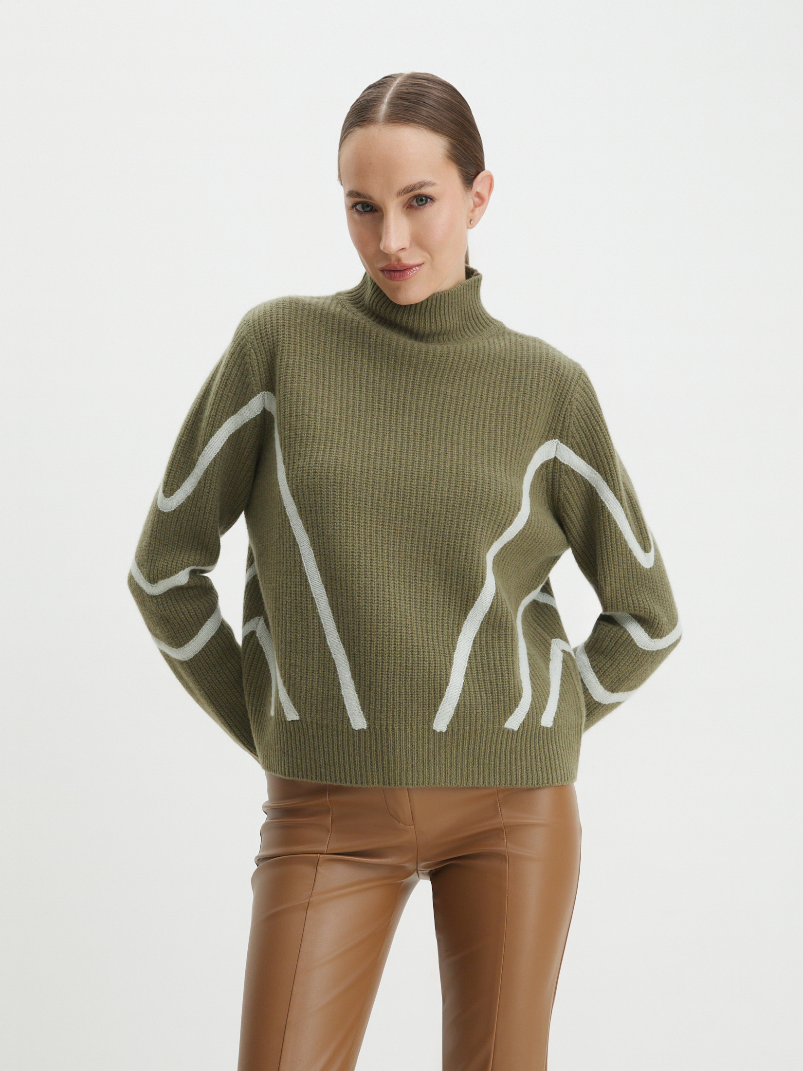 Женский свитер MAISON DAVID 3841784, хаки