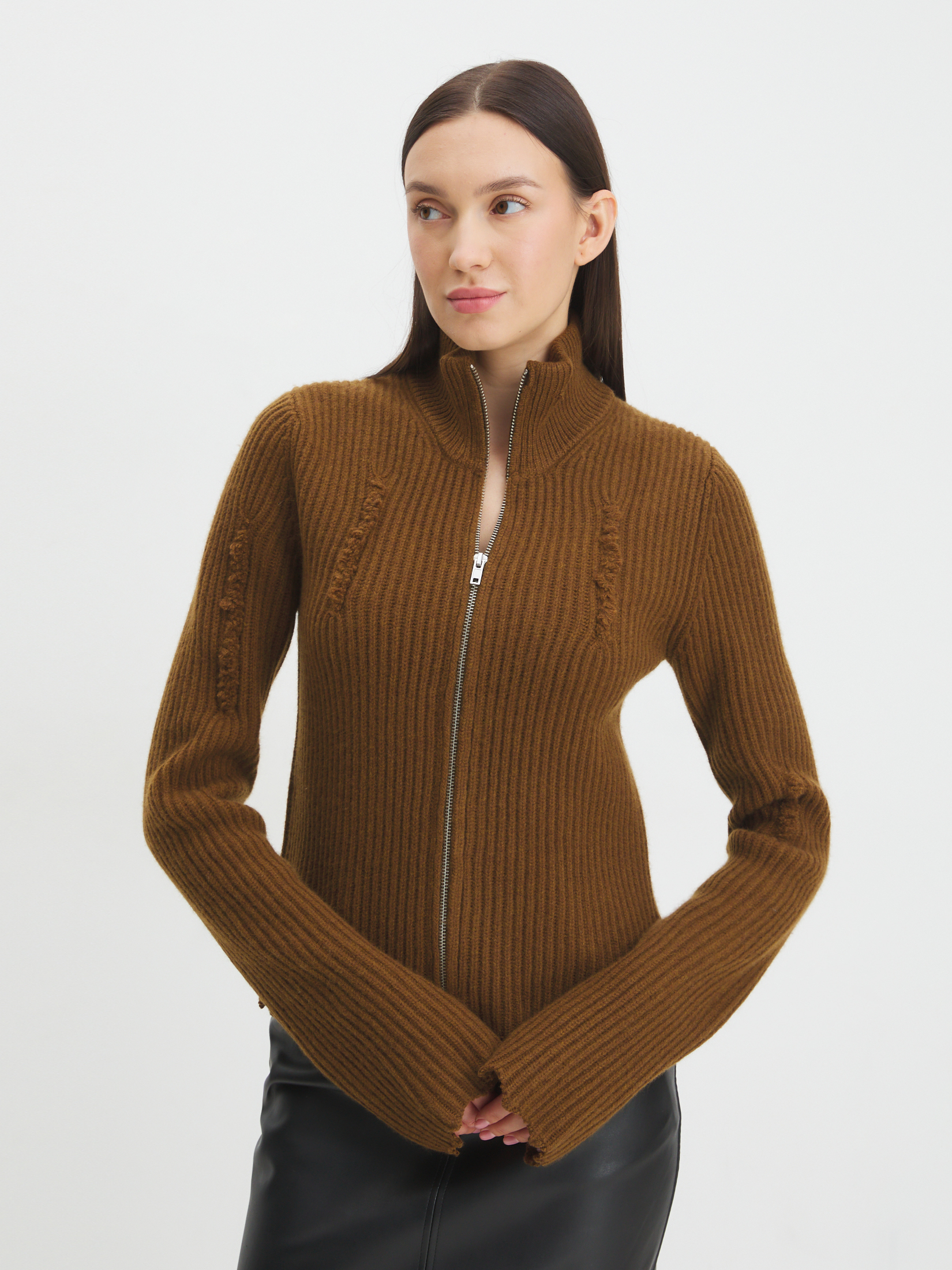 Женский кардиган MAISON DAVID 4351083, оранжево-коричневый