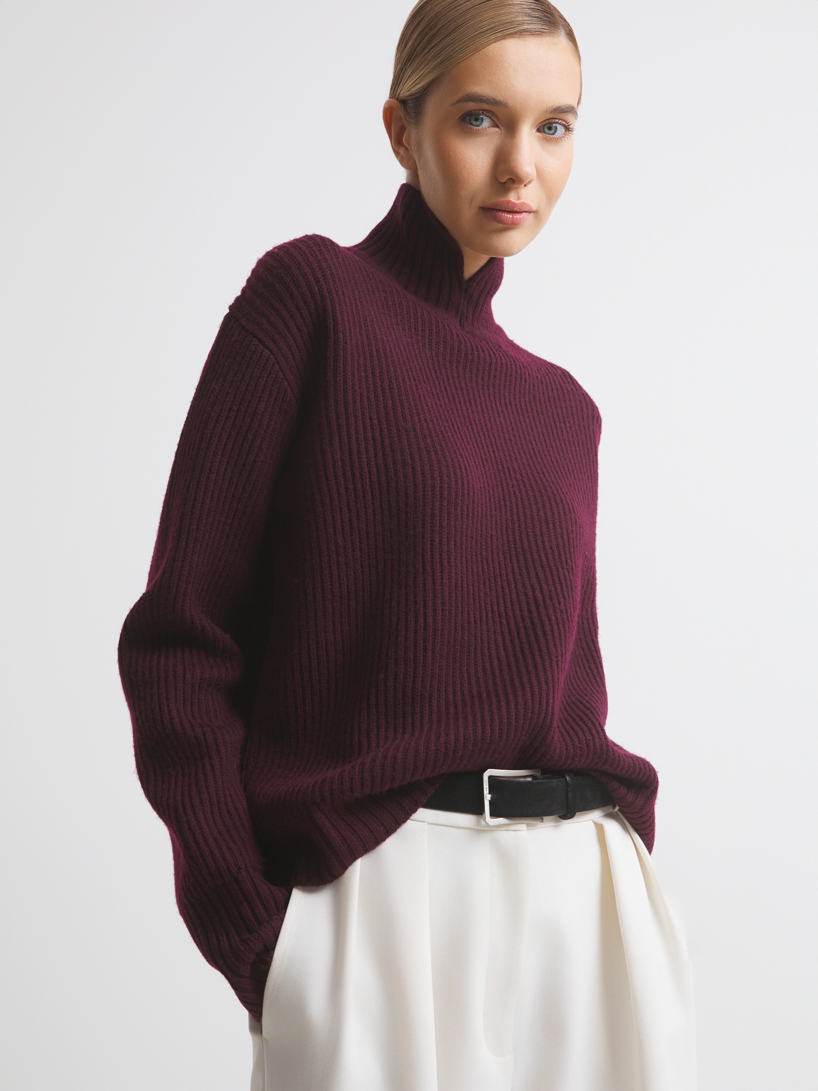 Женский свитер MAISON DAVID 4381909, винный