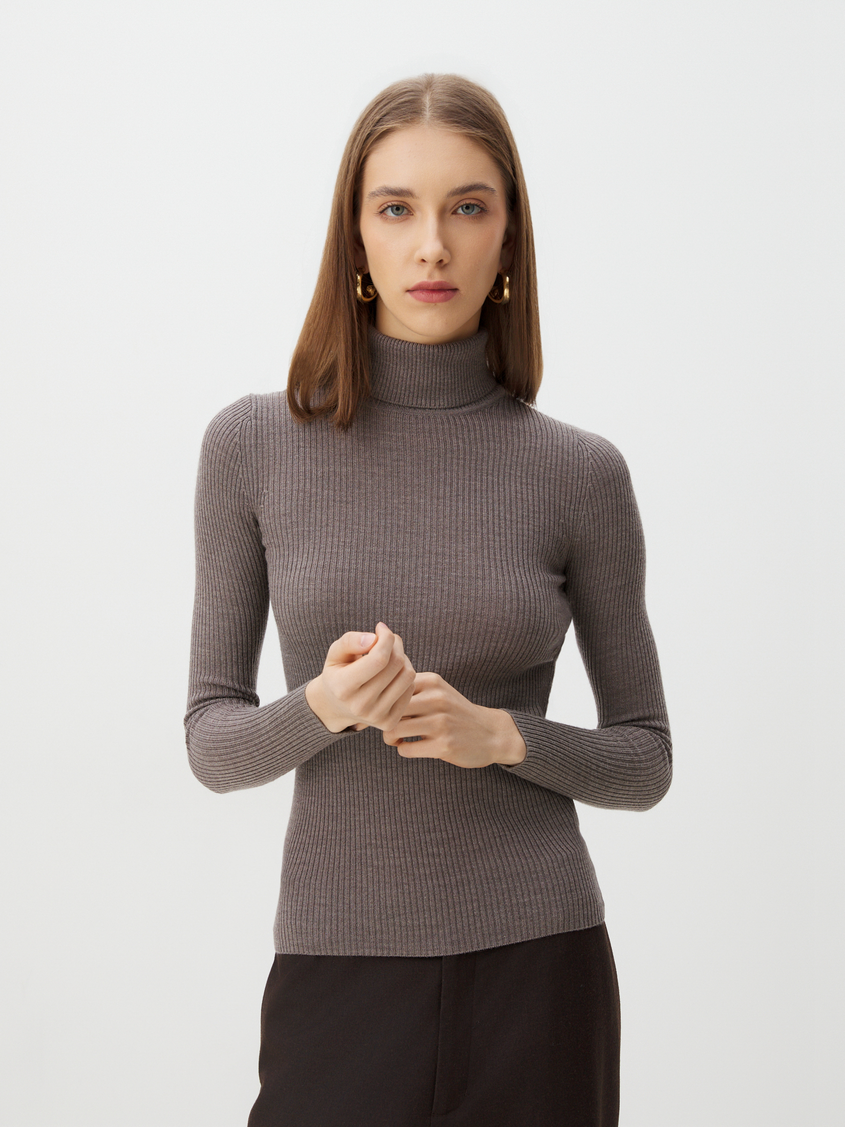 Женская водолазка MAISON DAVID 3348463, зелено-коричневый