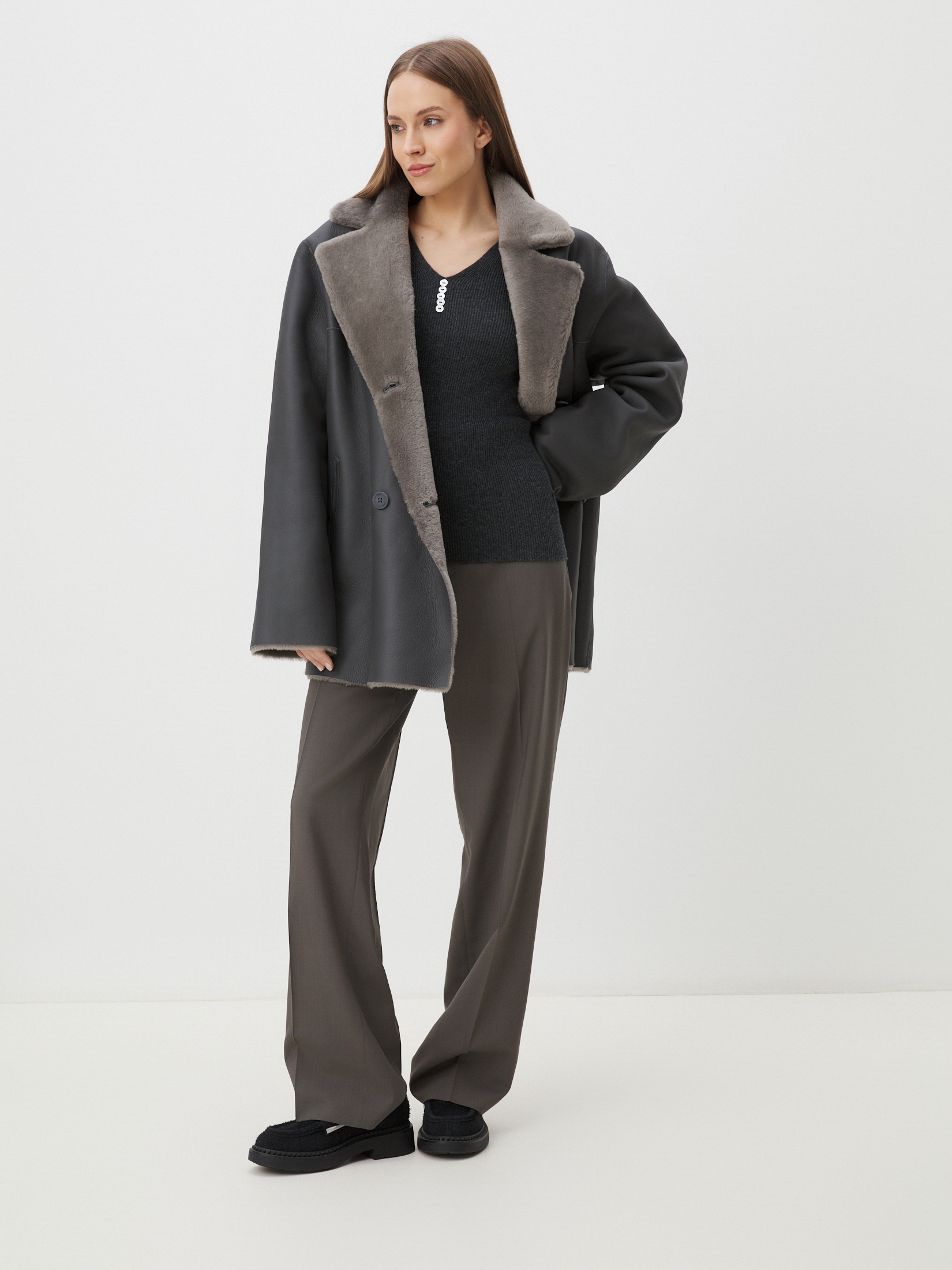 Женский пуловер MAISON DAVID 4451114, темно-серый