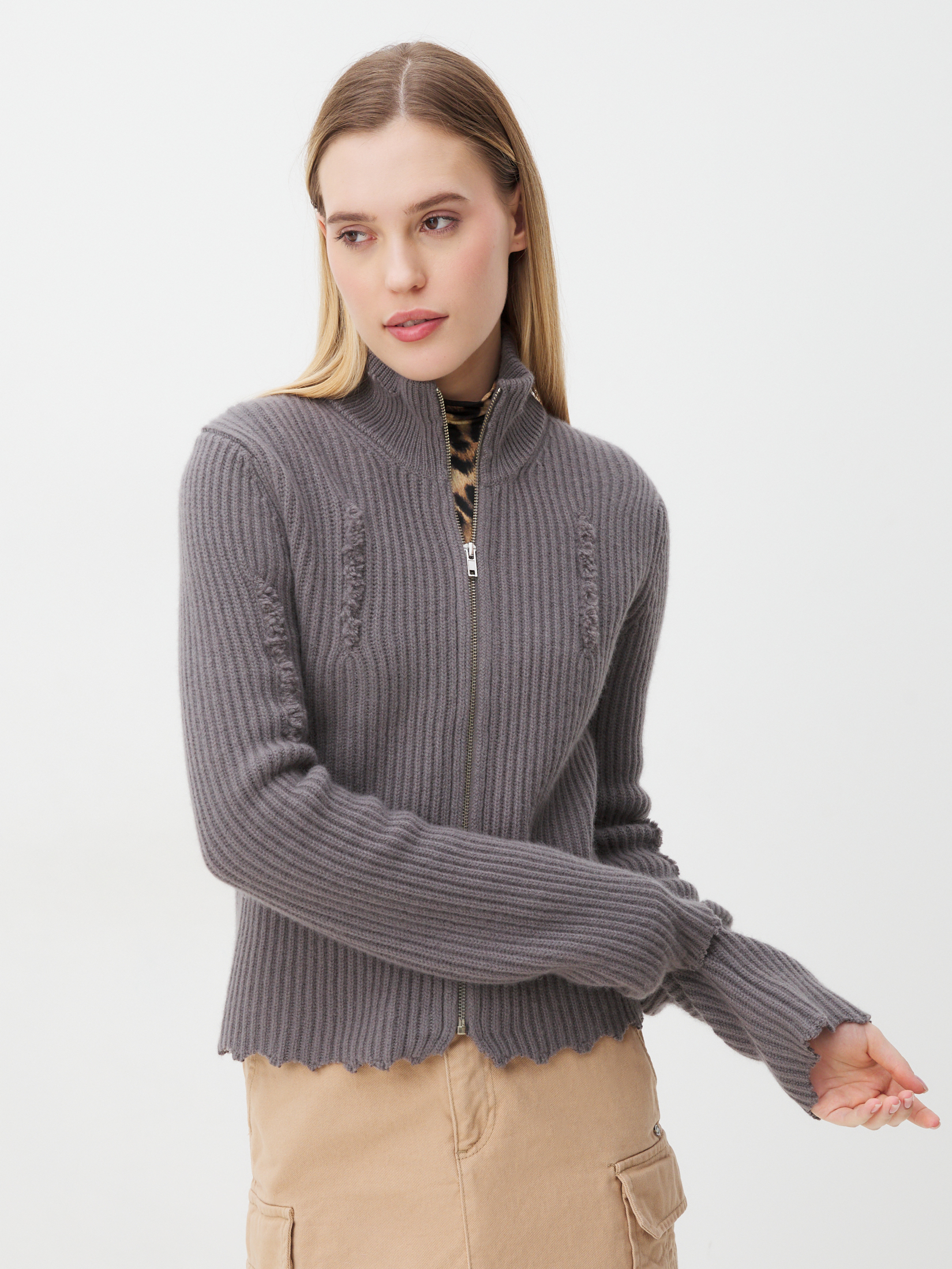 Женский кардиган MAISON DAVID 4351118, коричнево-серый