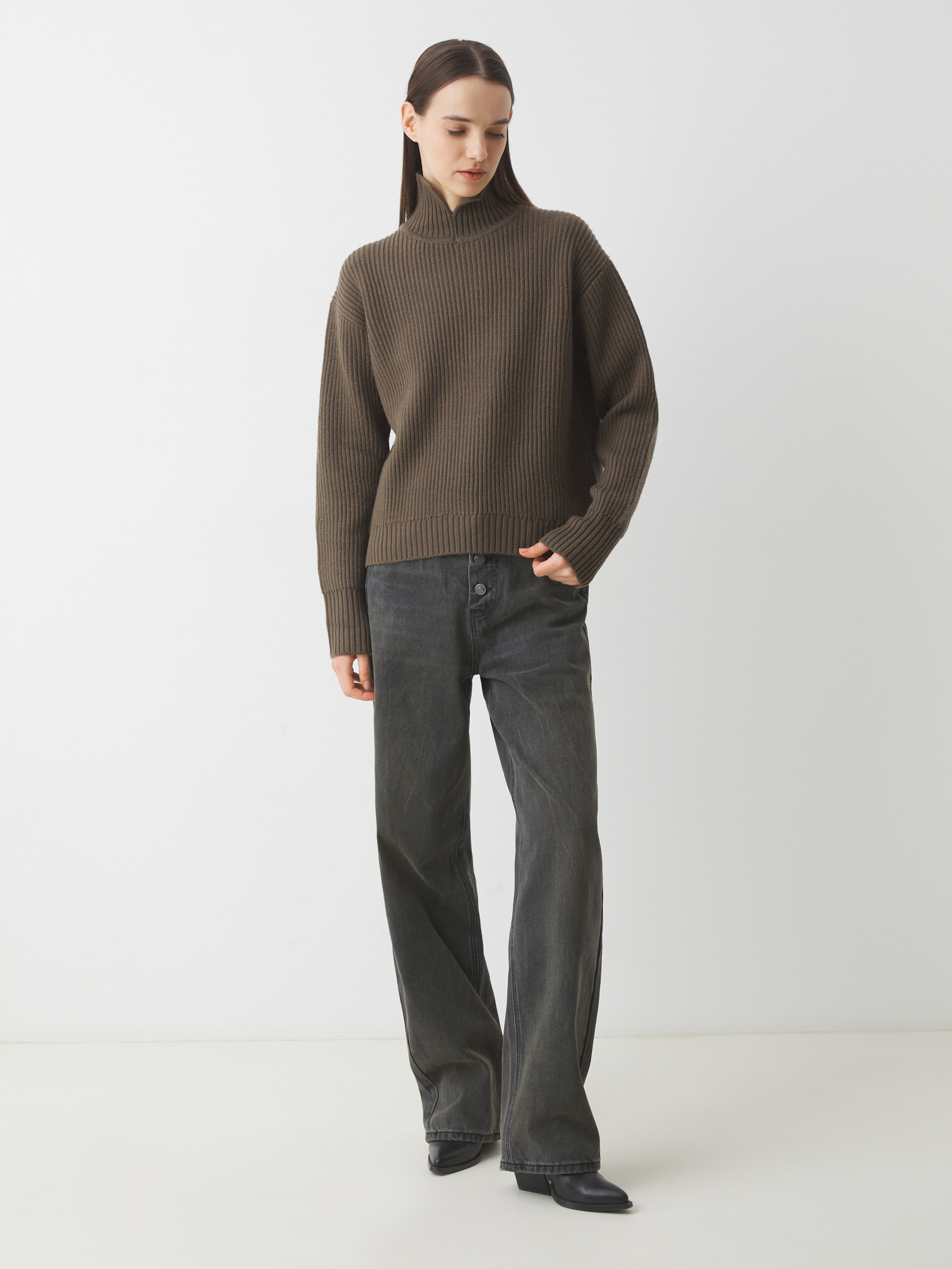 Женский свитер MAISON DAVID 4381894, зеленовато-коричневый