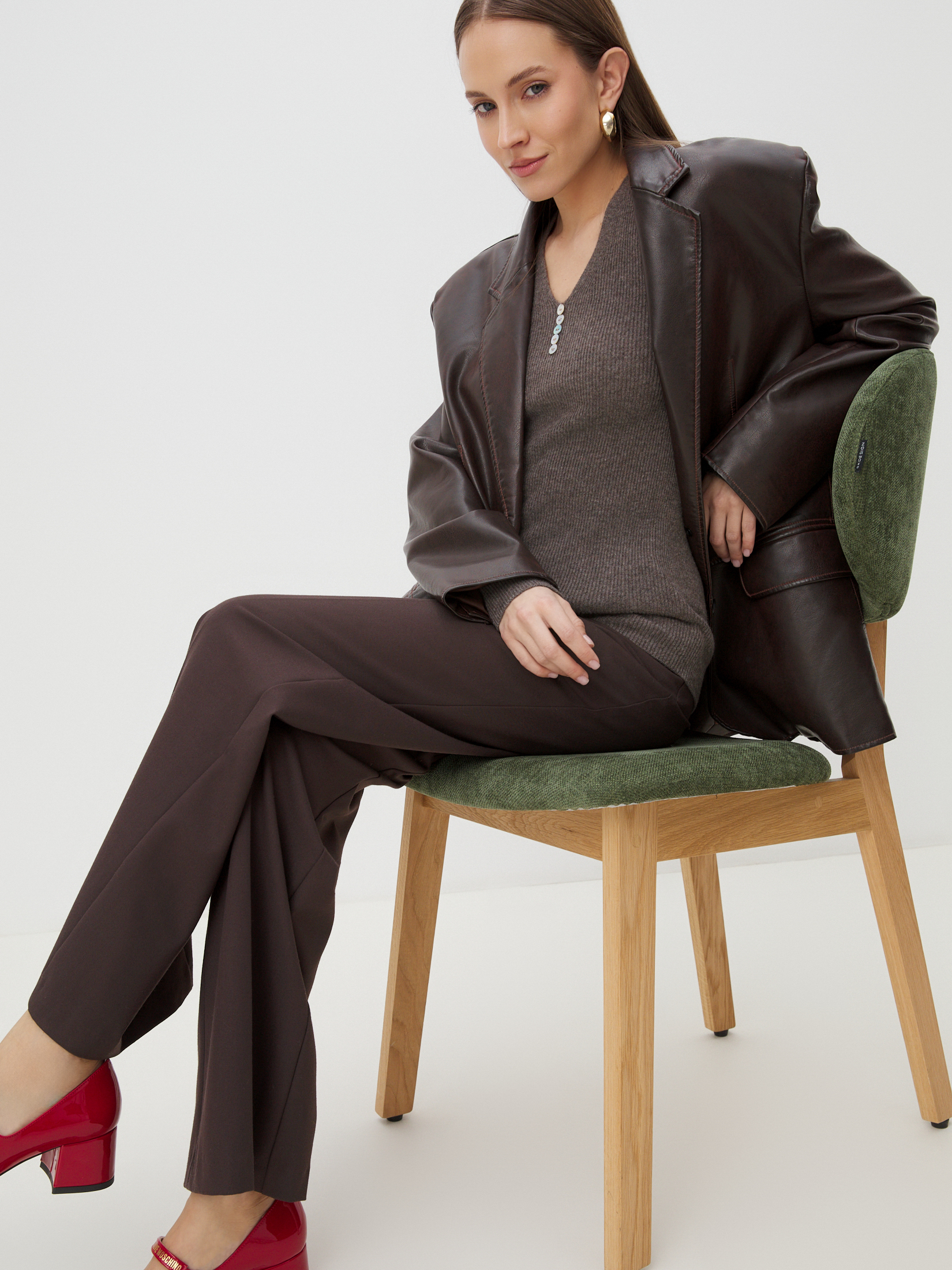 Женский пуловер MAISON DAVID 4451090, пыльно-коричневый