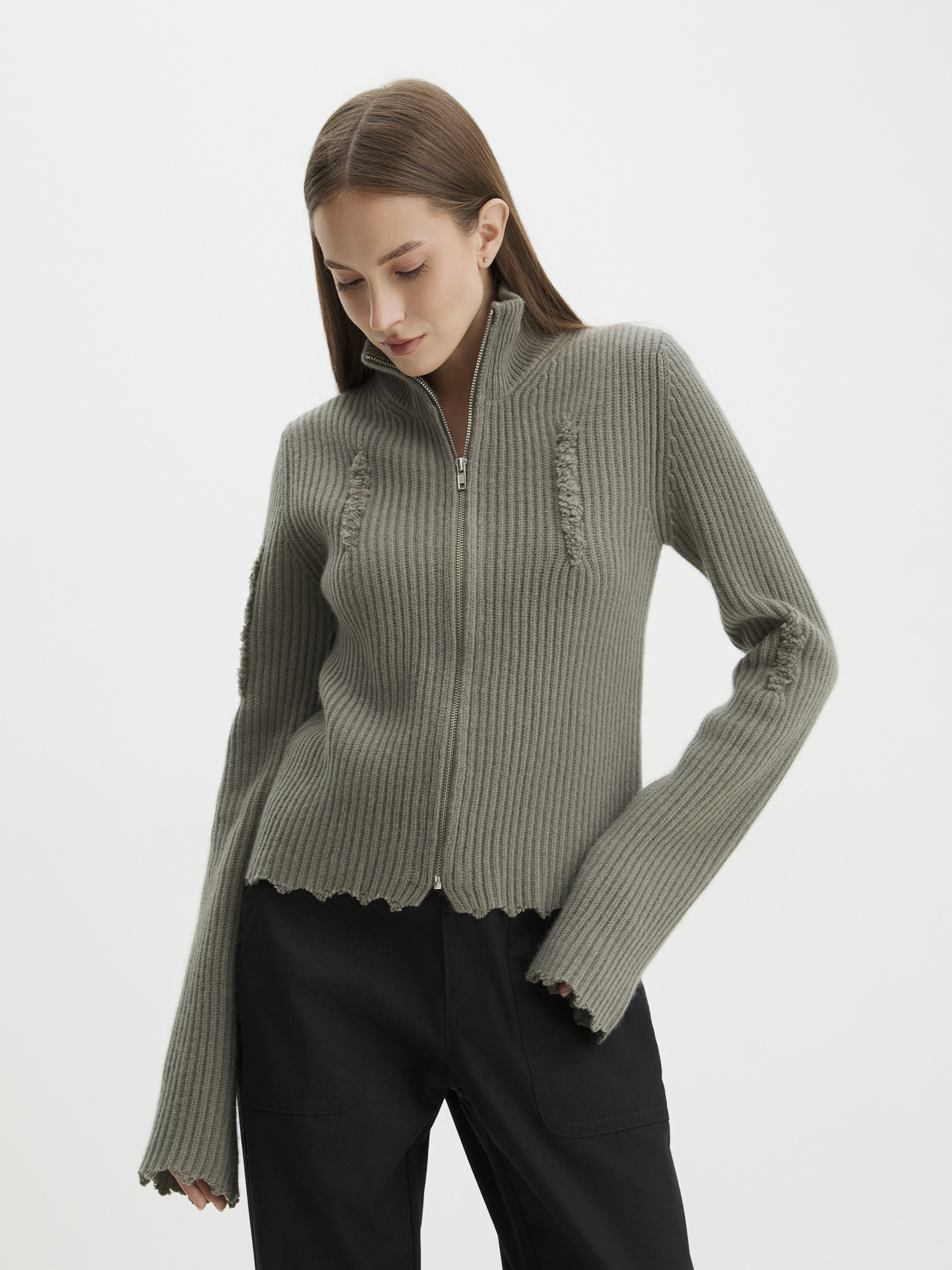 Женский кардиган MAISON DAVID 4351174, зеленовато-серый