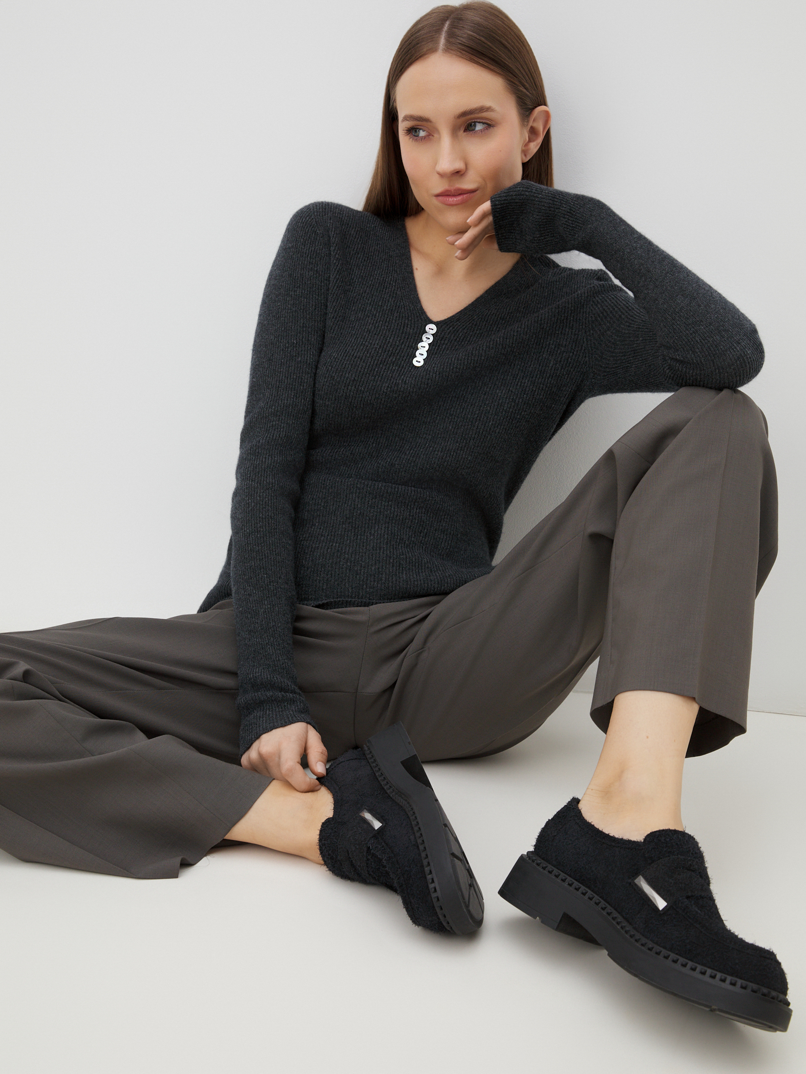 Женский пуловер MAISON DAVID 4451114, темно-серый