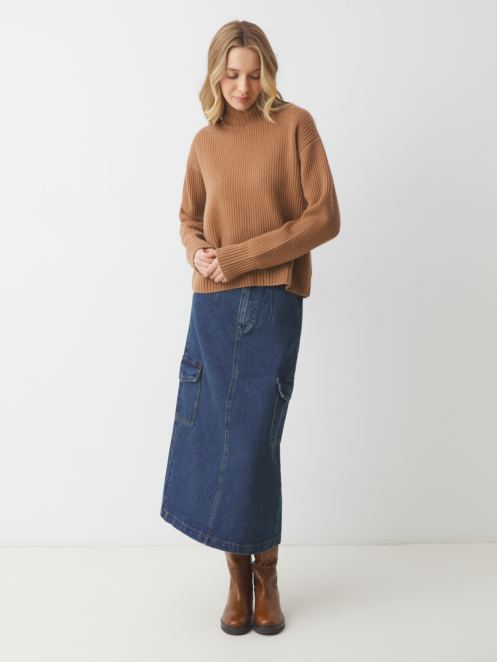 Женский свитер MAISON DAVID 4381919, бежево-коричневый