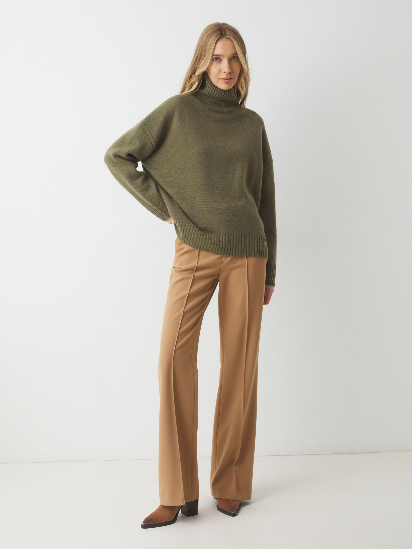 Женский свитер MAISON DAVID 4381738, коричневато-зеленый