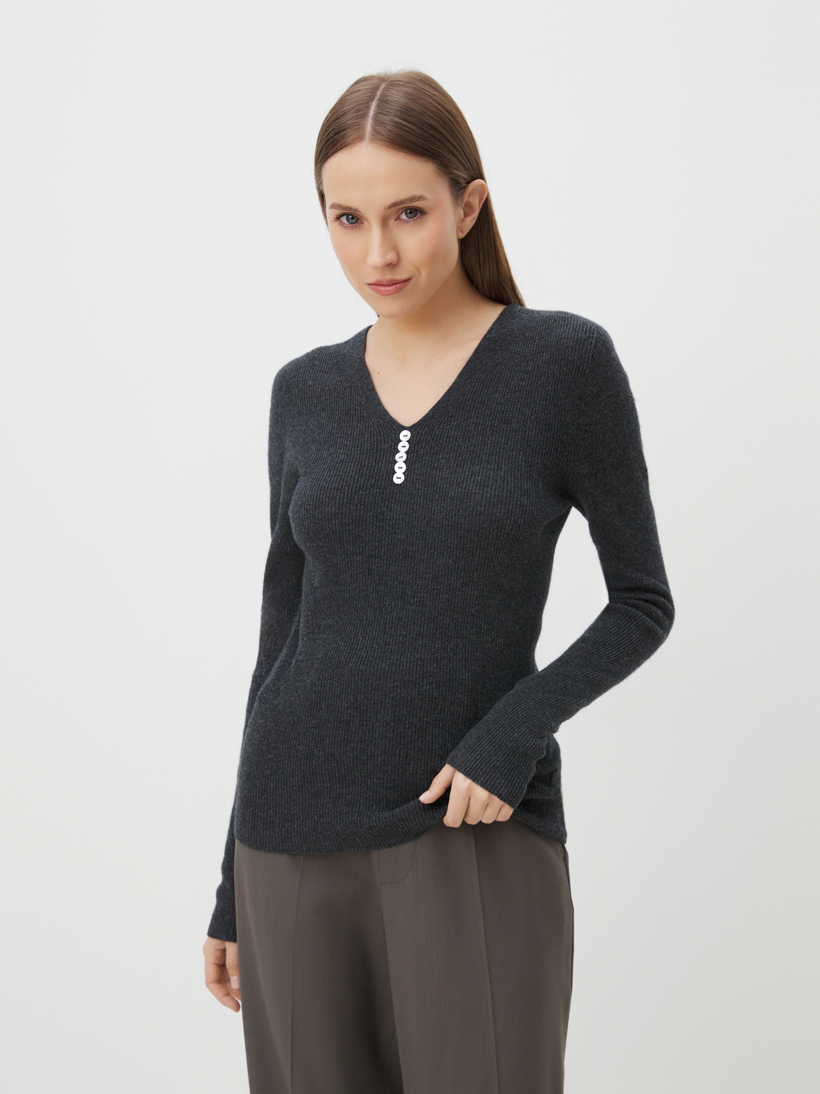 Женский пуловер MAISON DAVID 4451114, темно-серый