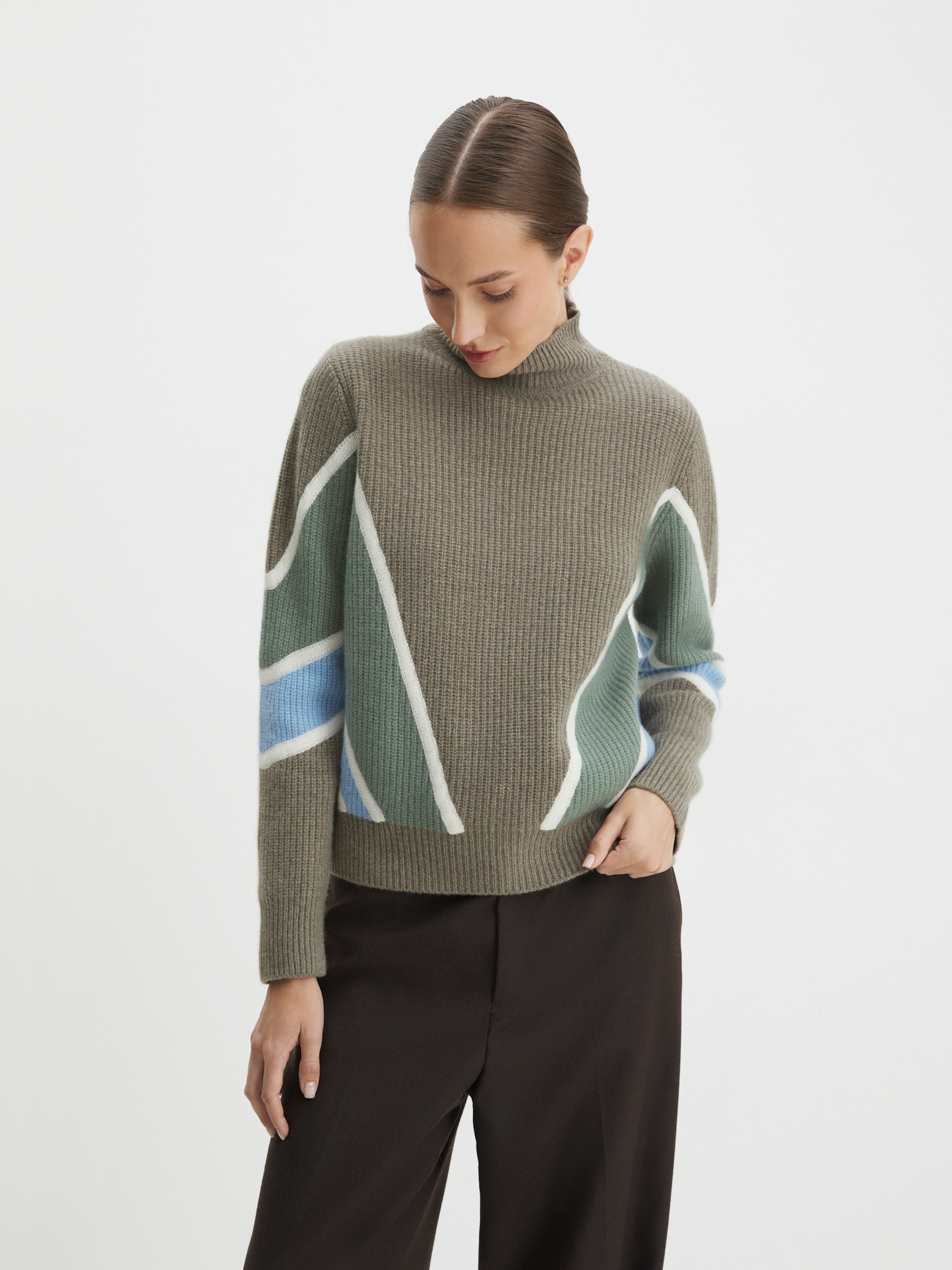 Женский свитер MAISON DAVID 3841773, хаки