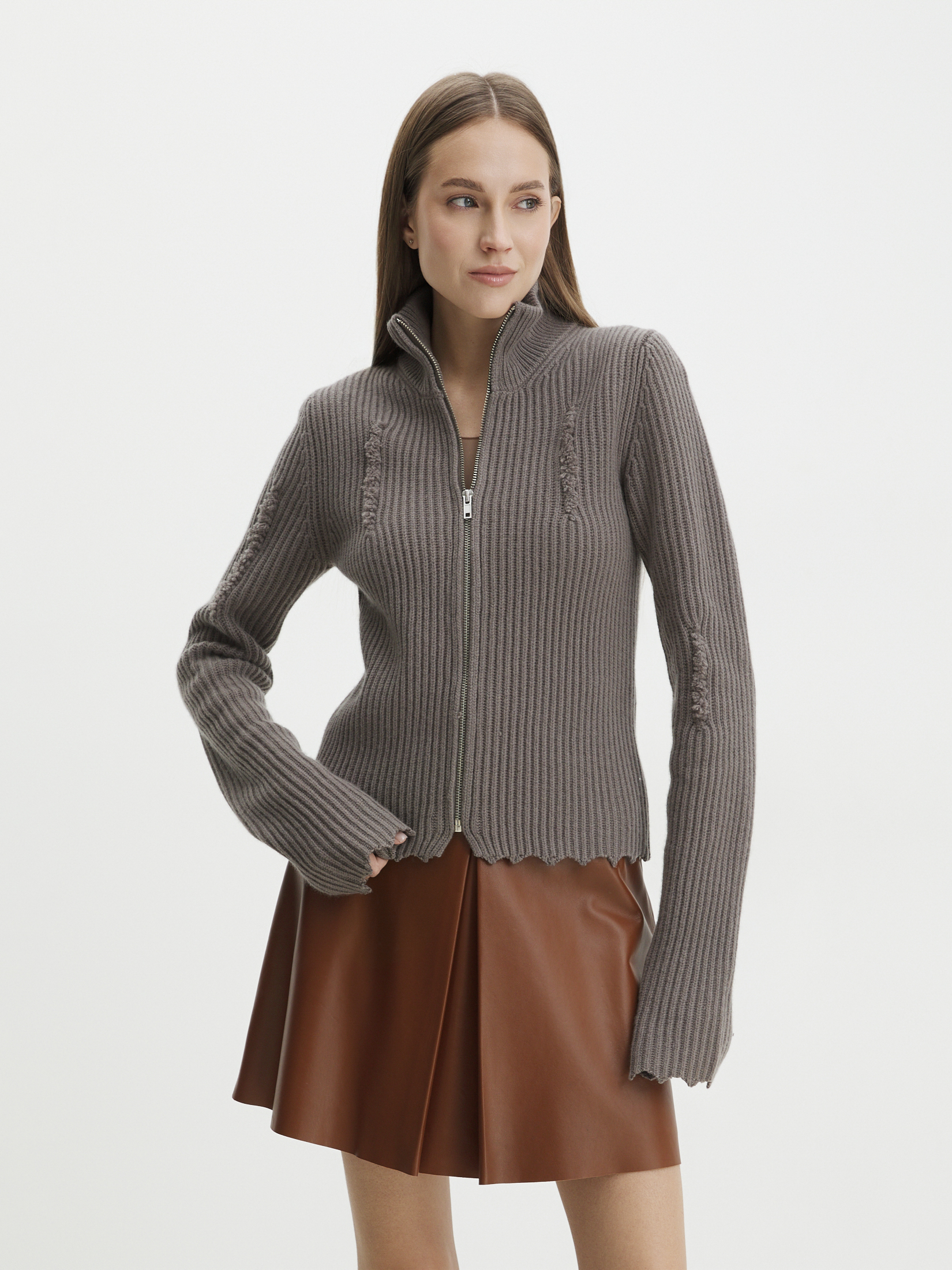 Женский кардиган MAISON DAVID 4351139, коричневато-серый