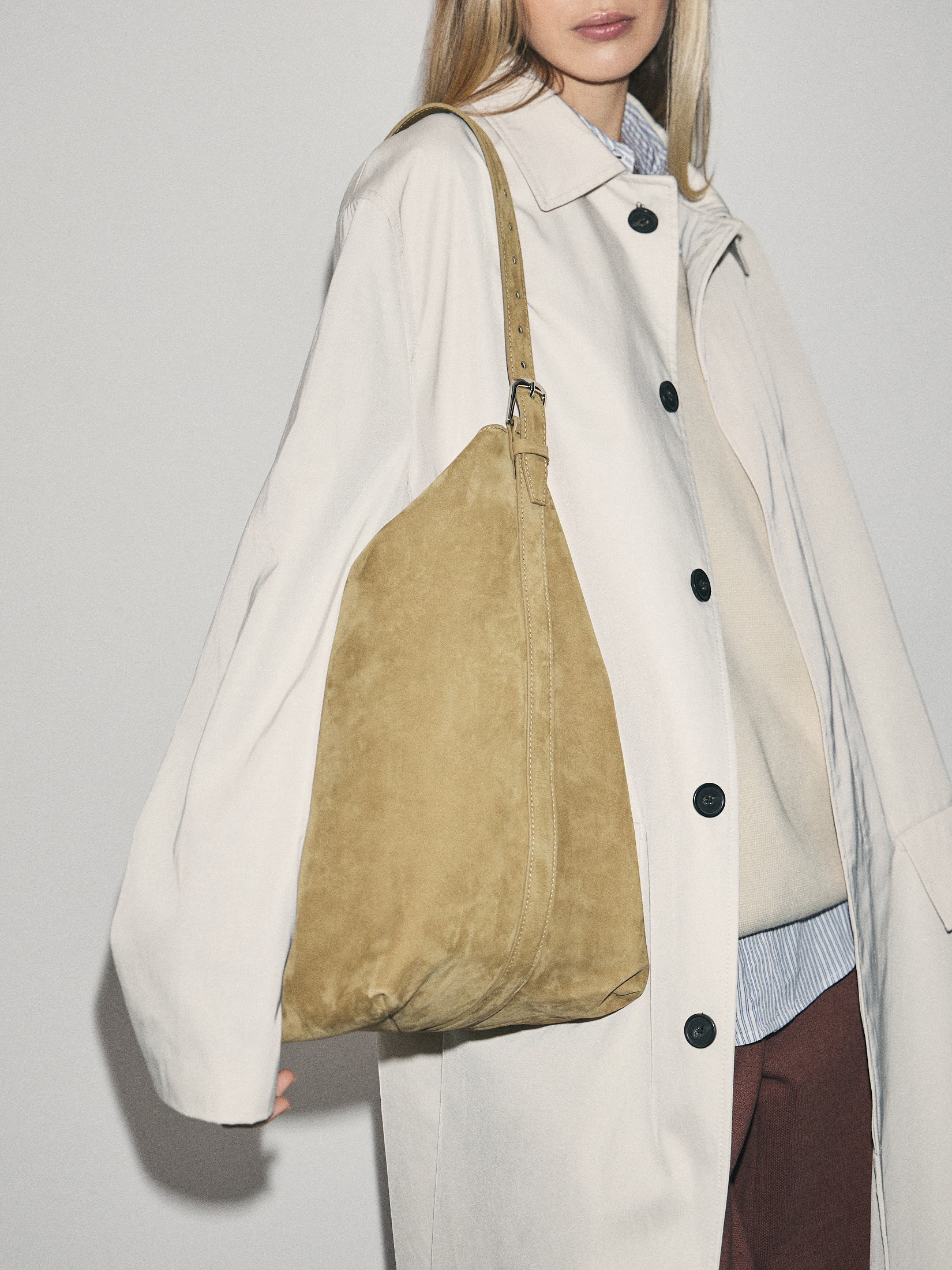 Женский шоппер MAISON DAVID 4856202, зеленовато-бежевый