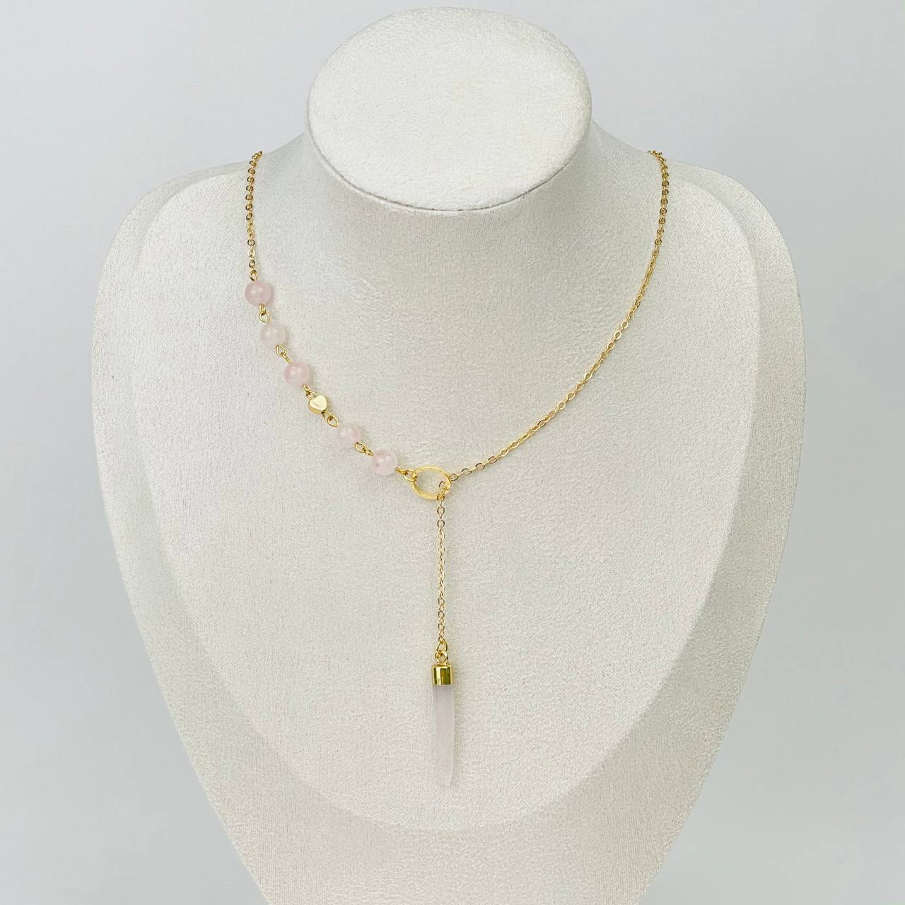 Радуга Самоцветов Колье на цепочке с Розовым кварцем