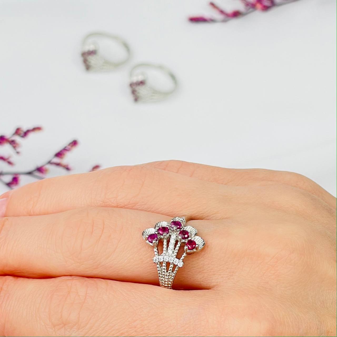 Радуга Самоцветов Кольцо регулируемое из Граната