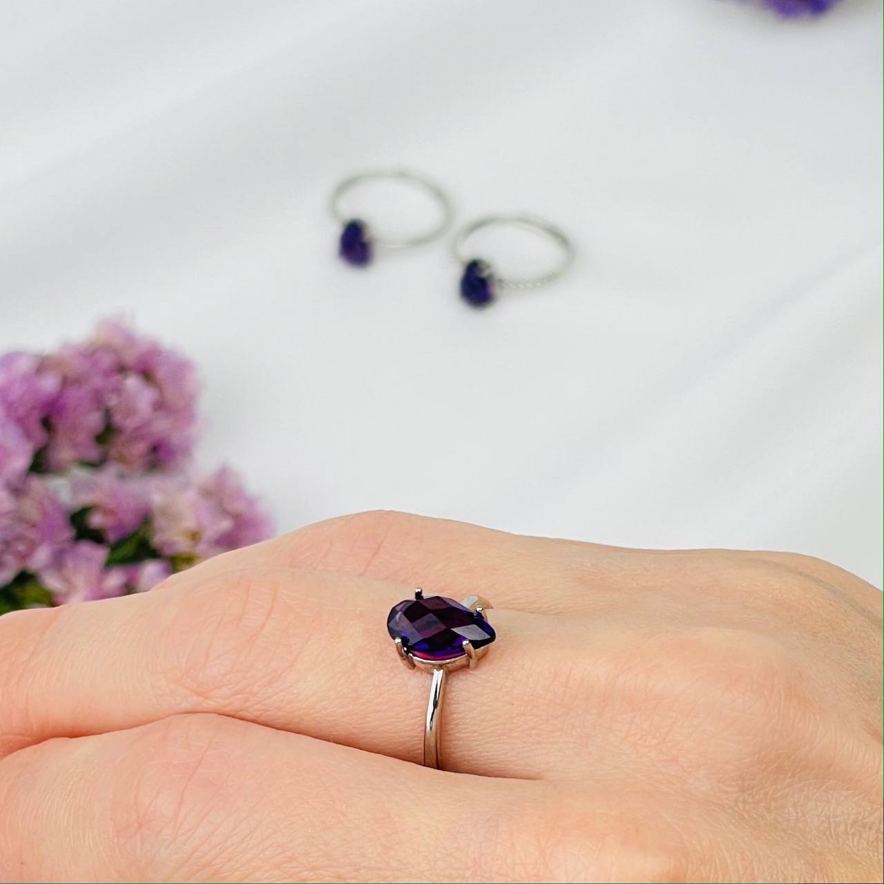 Радуга Самоцветов Кольцо регулируемое из Аметиста