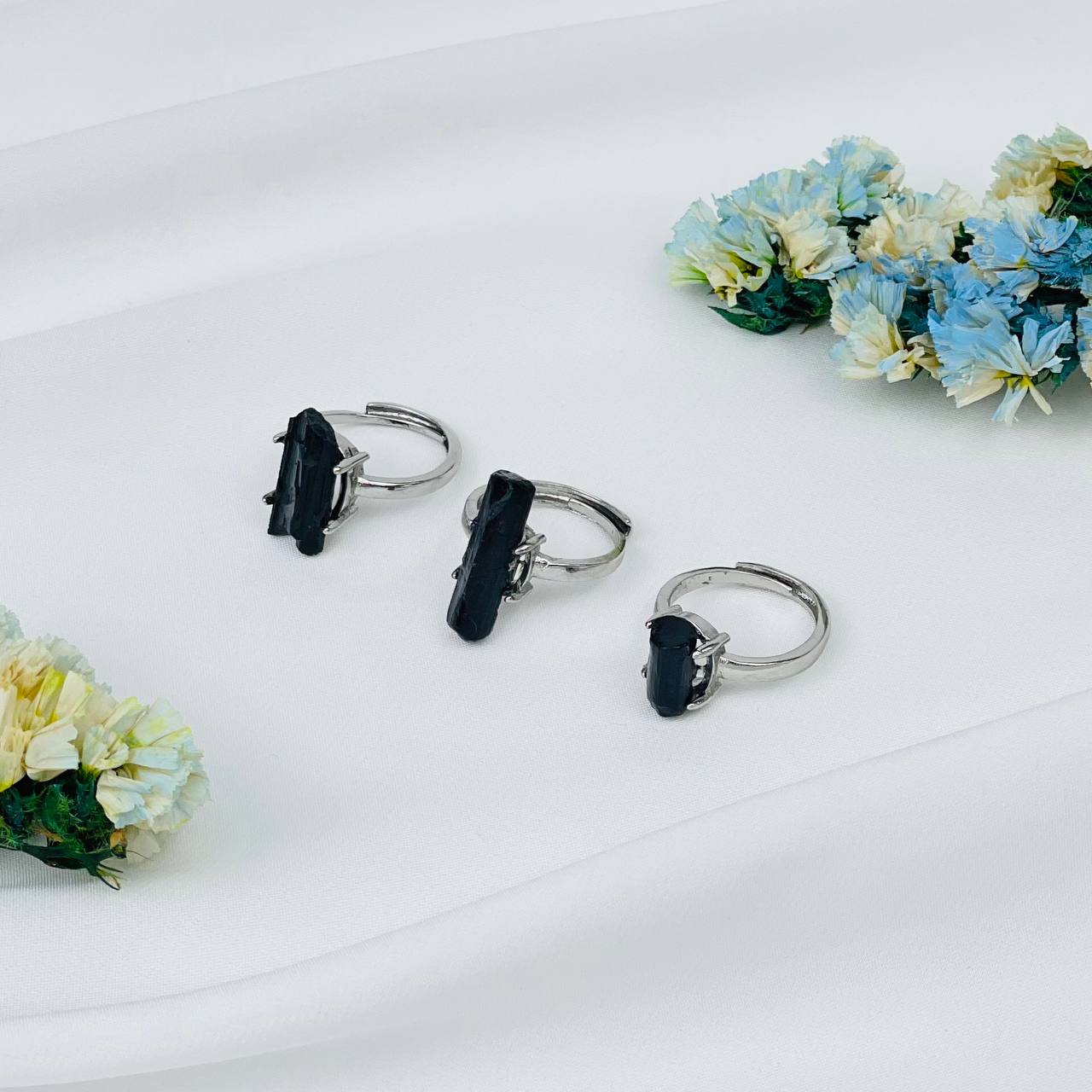 Радуга Самоцветов Кольцо регулируемое из черного Турмалина