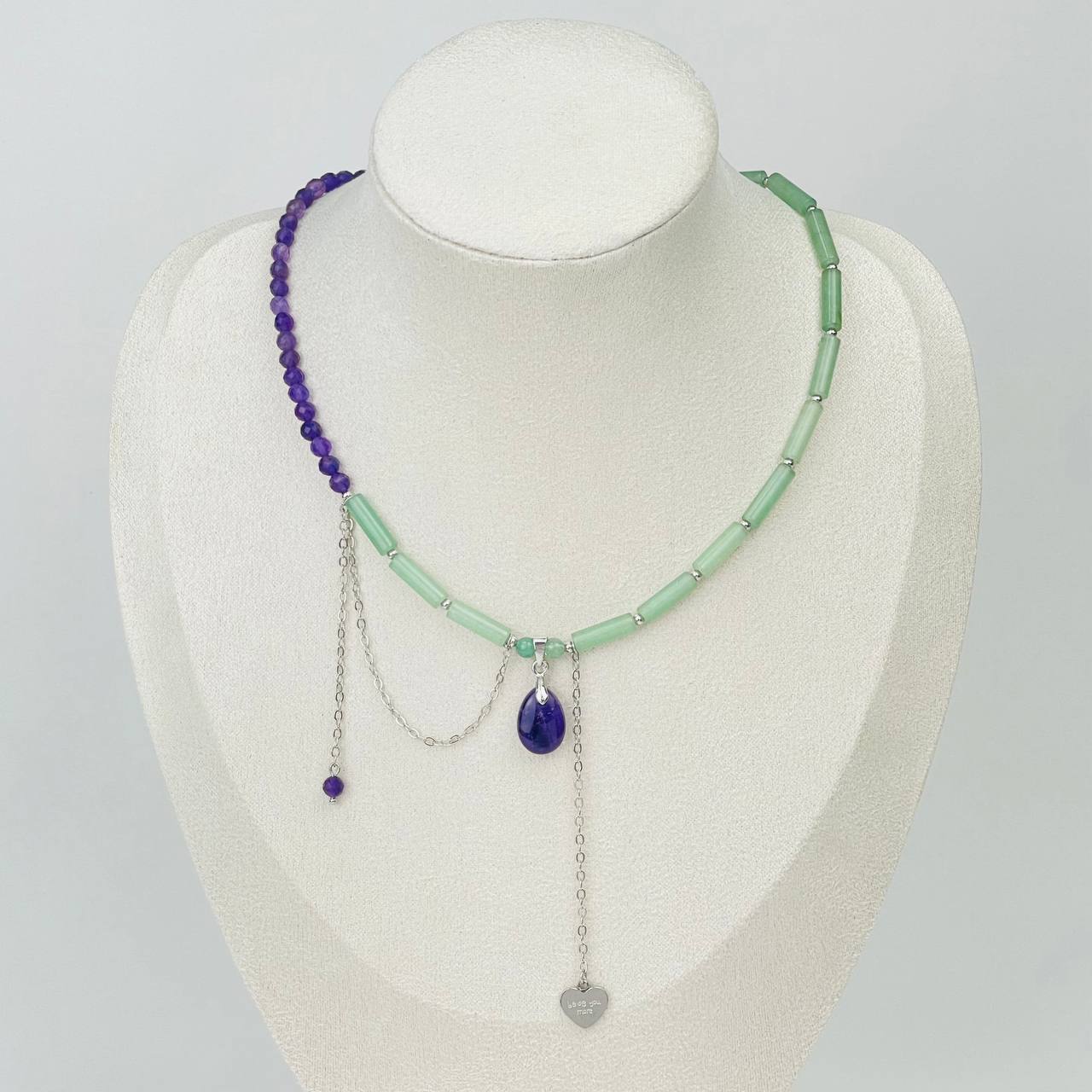 Радуга Самоцветов Колье из зеленого Кварца и Аметиста