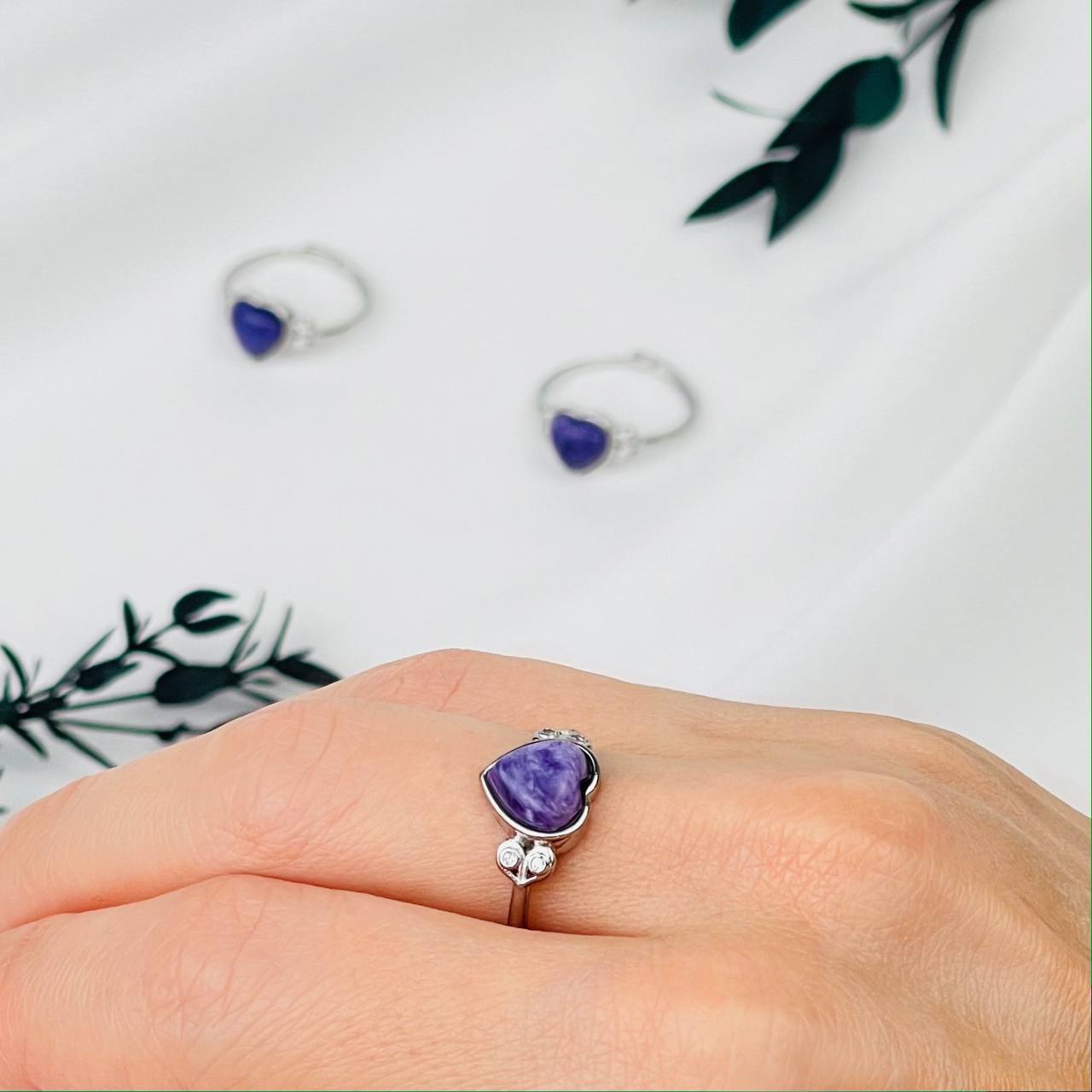 Радуга Самоцветов Кольцо регулируемое из Чароита