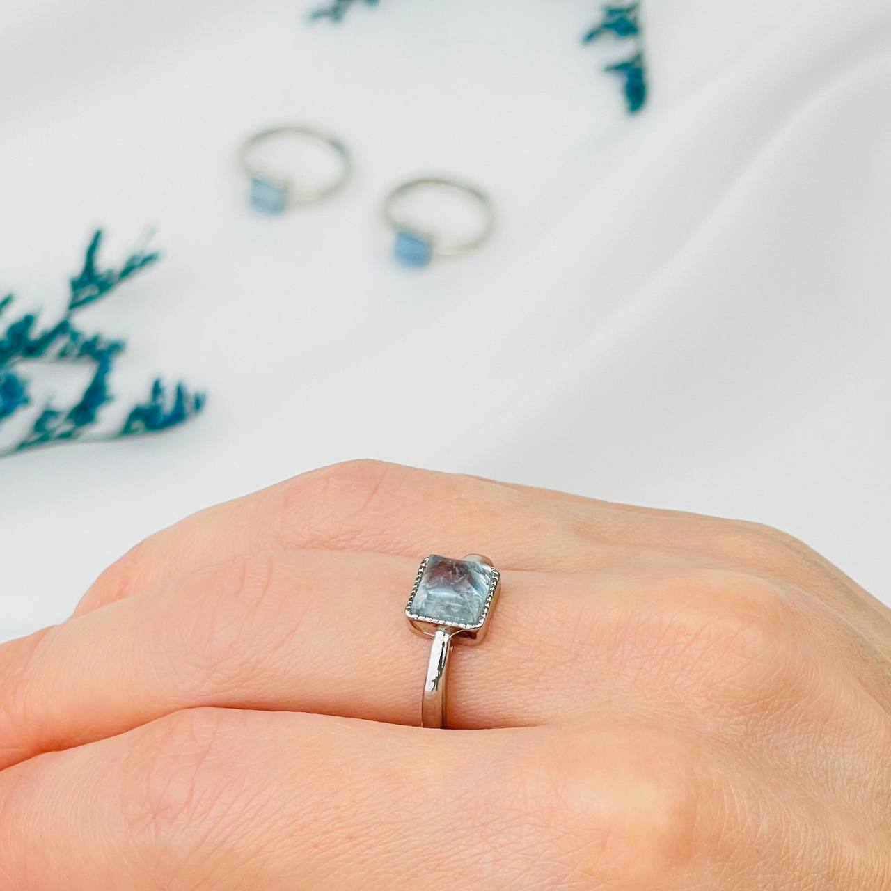 Радуга Самоцветов Кольцо регулируемое из Аквамарина