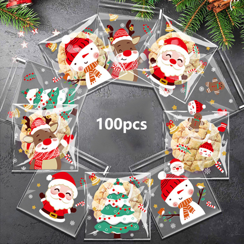 Новогодние пакетики для сладостей 100 шт 