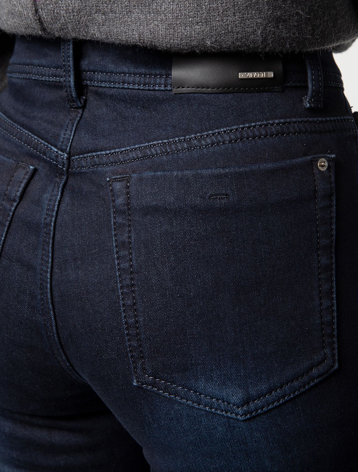 Ст.цена 2490р Джинсы-skinny из эластичного денима на ФЛИСЕ D54.272 синий-стирка