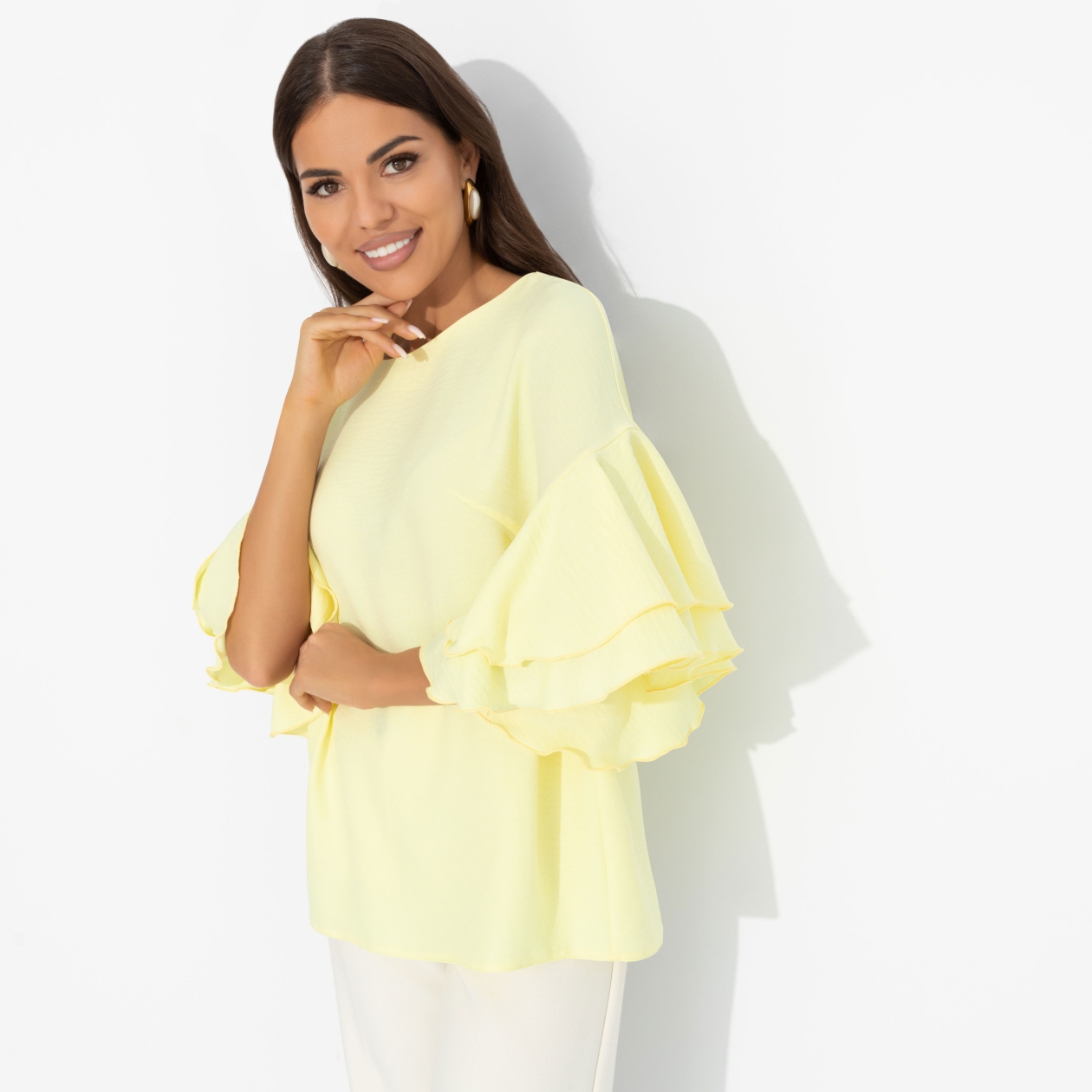 Блуза с акцентными рукавами, Молниеносная влюбленность (sunny)