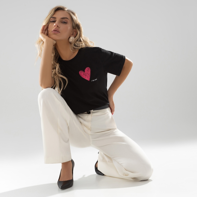 Ст.цена 1190р. Футболка, Базовые фантазии (black love) 00000010118 Черный