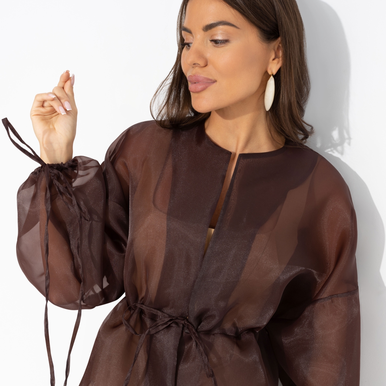Жакет из полупрозрачной ткани, Вершина восхищения (коричневый)