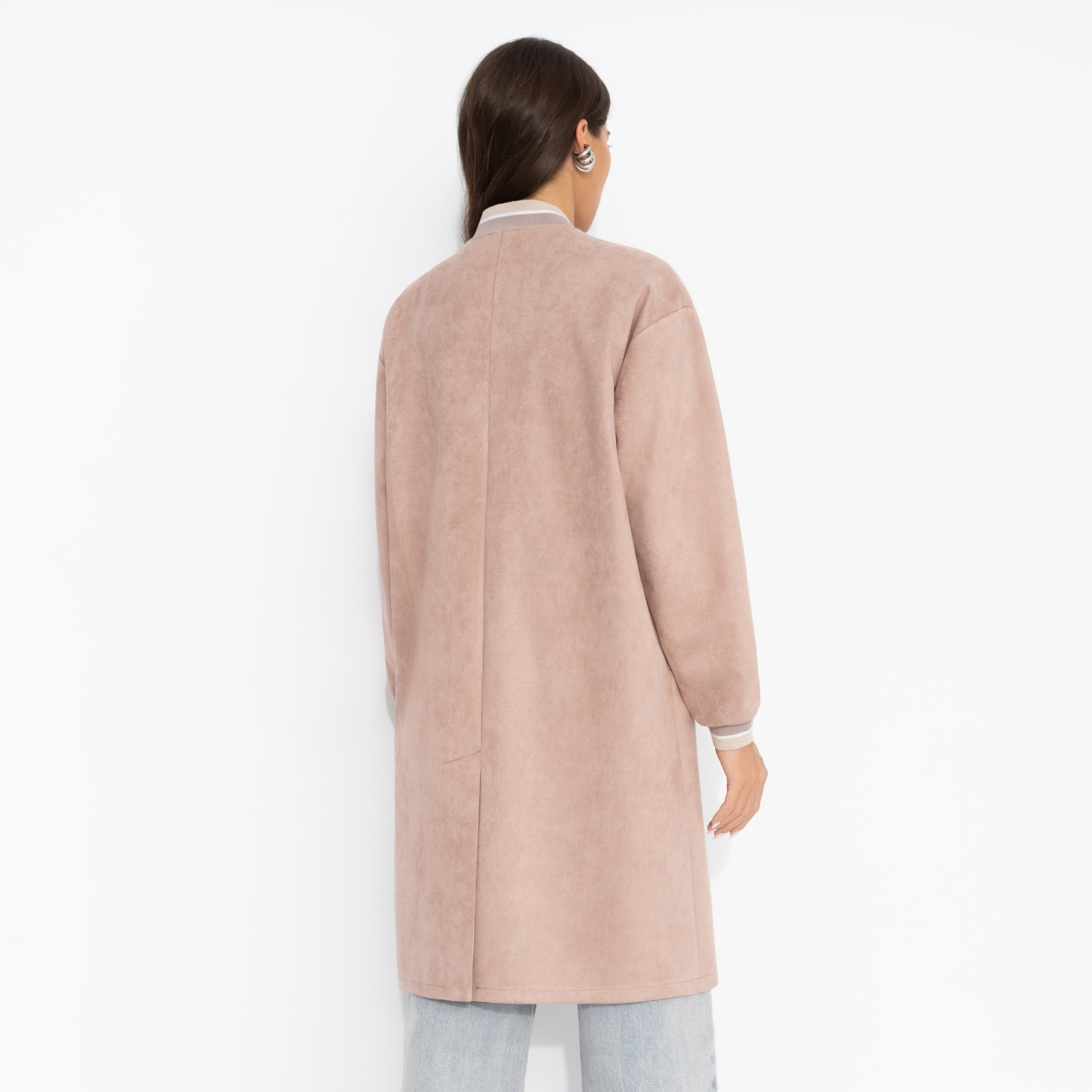 Пальто-бомбер из мягкой замши, В личном статусе (пыльная роза)