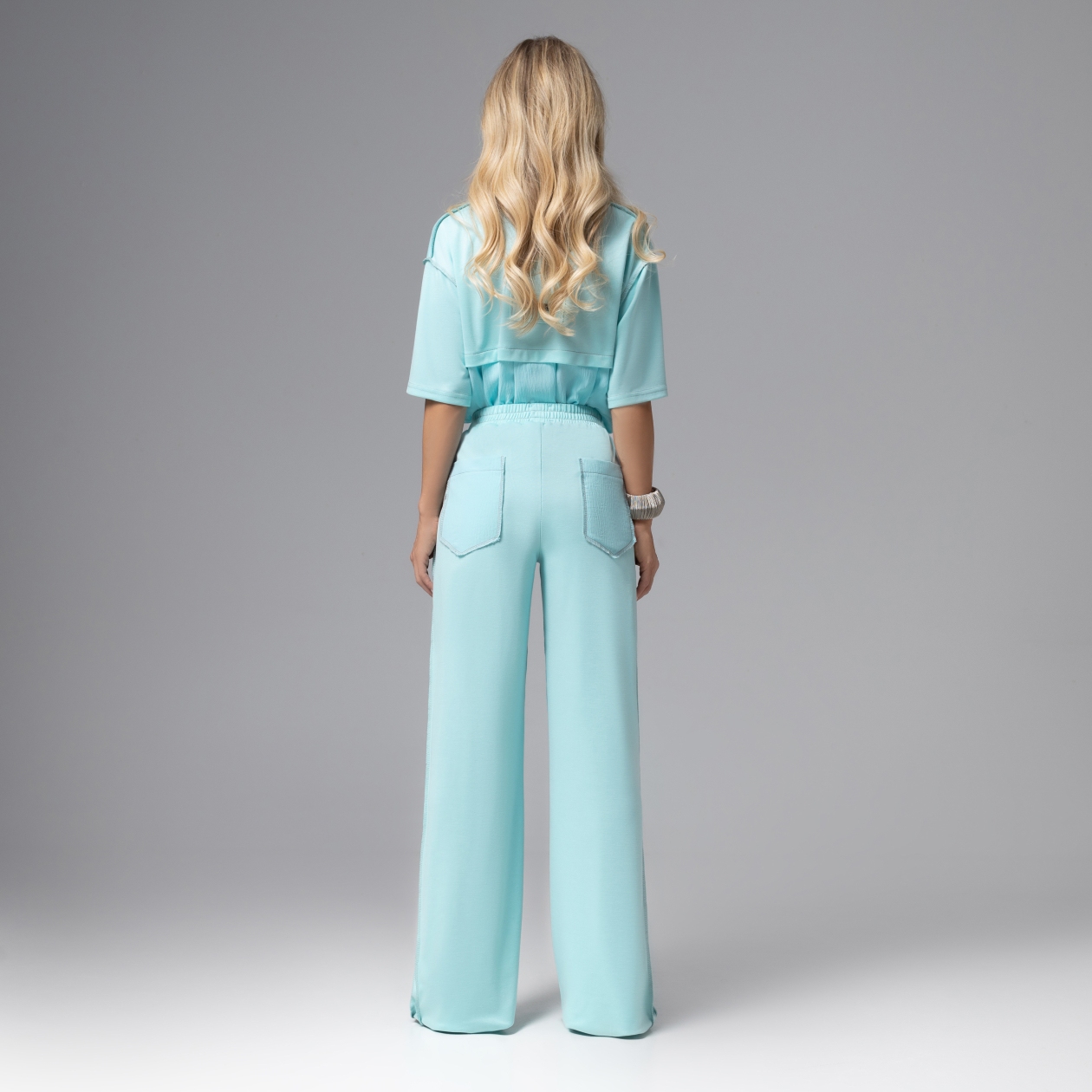 Брюки с двойным поясом, Раскованный шик (лазурные)