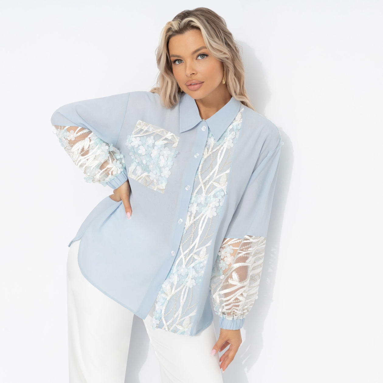 Рубашка с объемным декором, Смелое решение (new fiower)